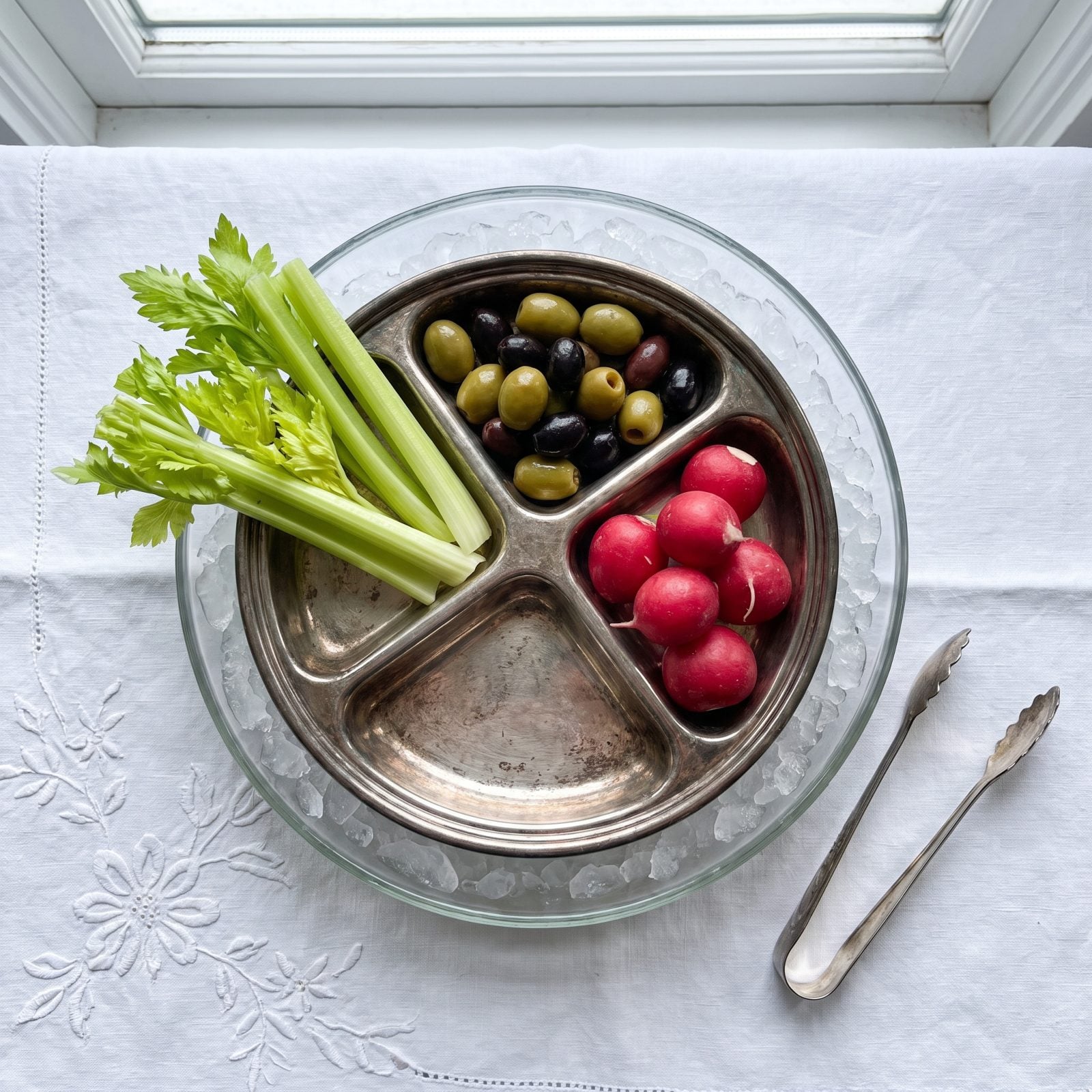 Celery and Olives Served on Relish Trays