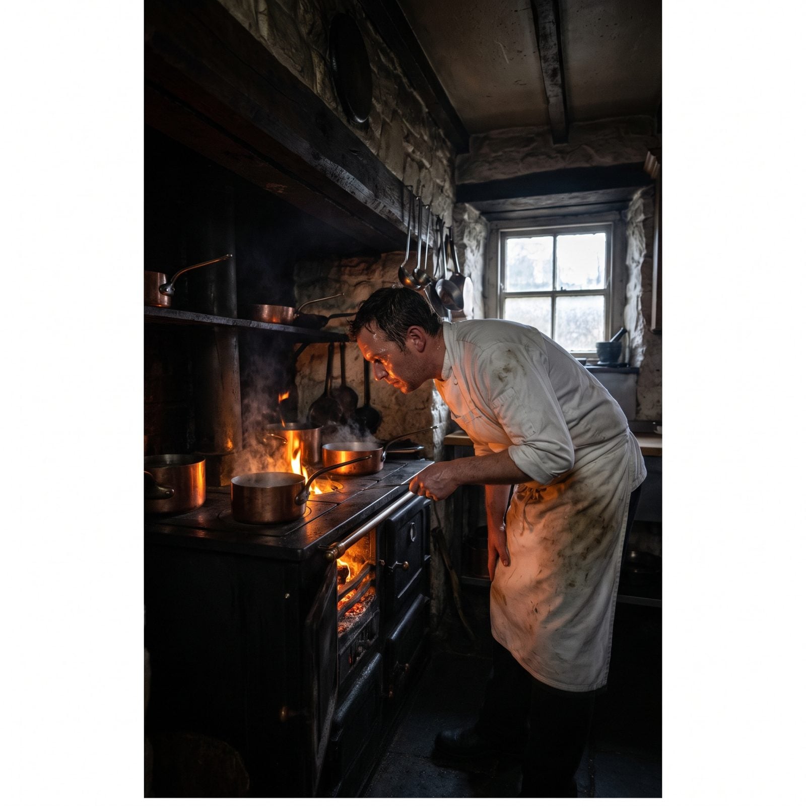 A Chef Working Over Coal- or Oil-Fired Equipment