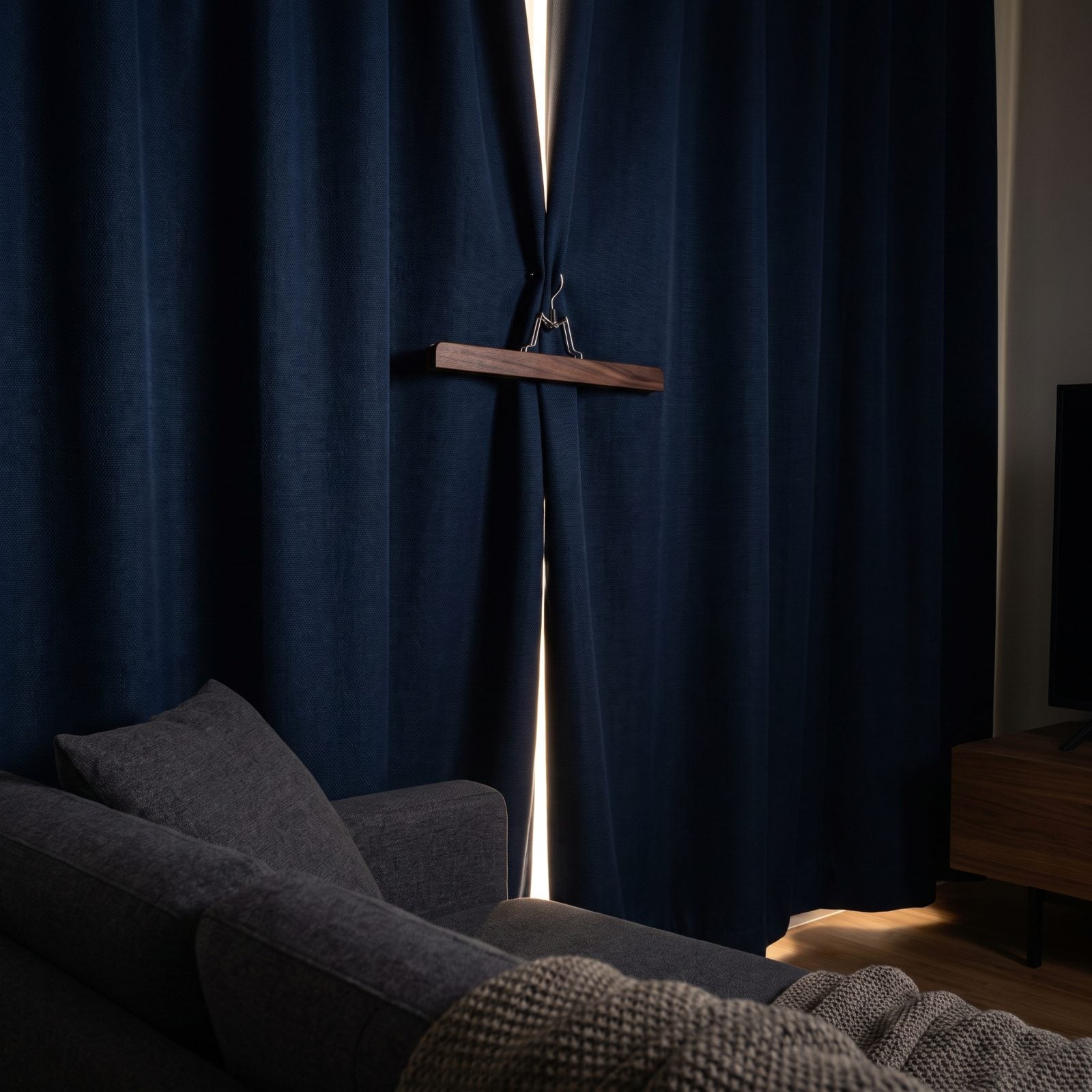 Clamp the Curtain Gap With a Trouser Hanger