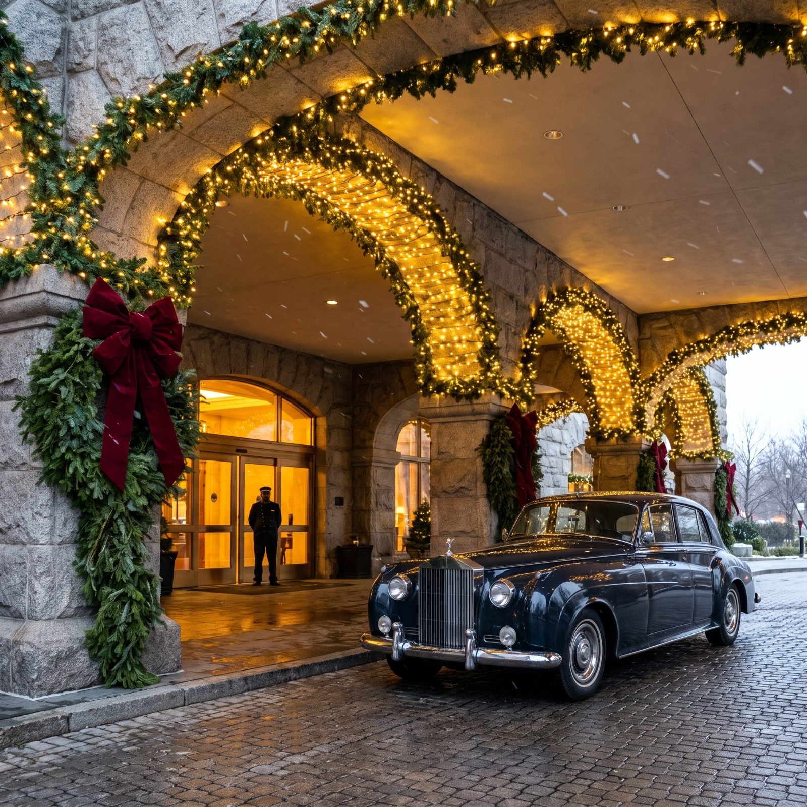A Covered Entrance Glowing With Warm Light