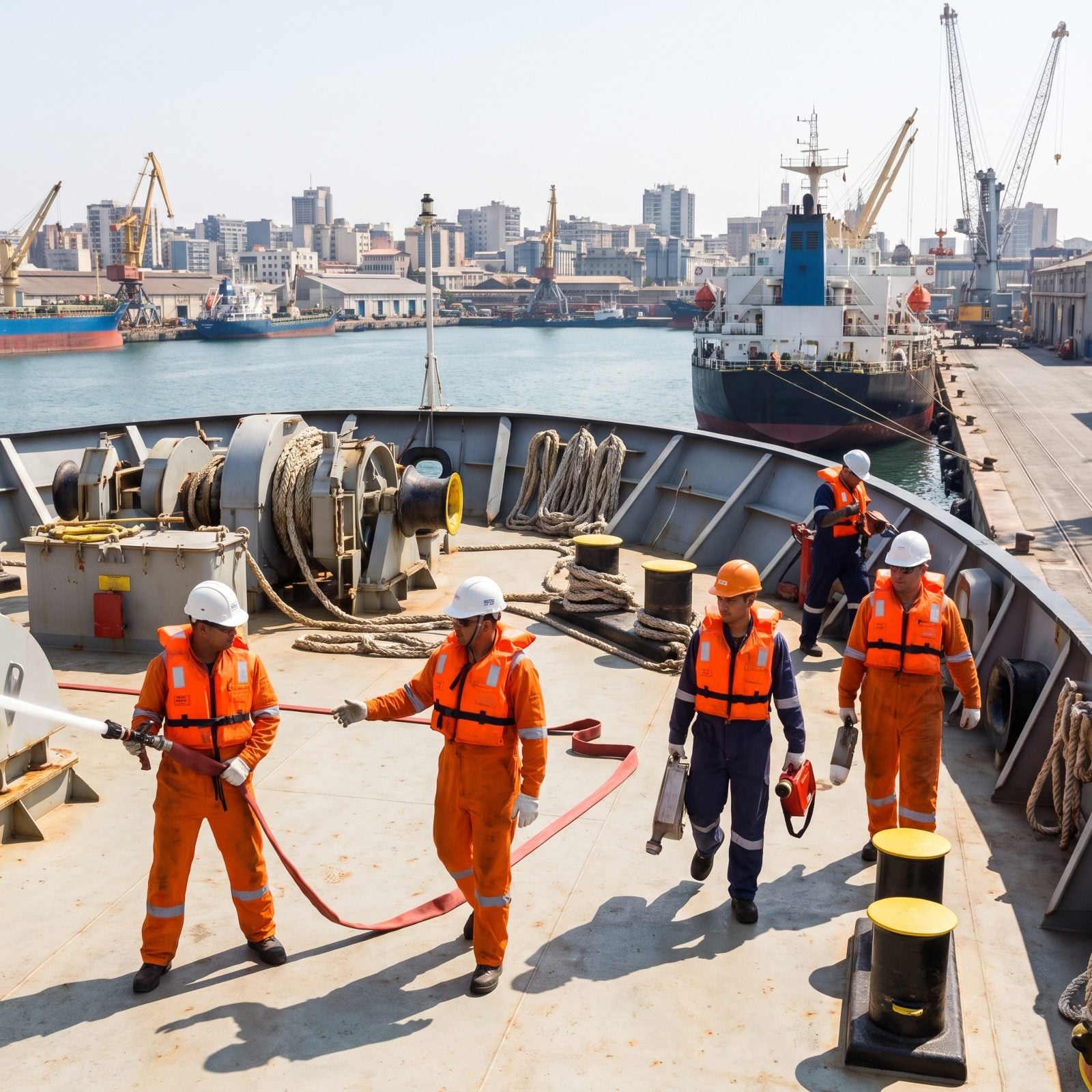 Crew Drills Keep Running, Even When the Ship Is Tied Up in Port