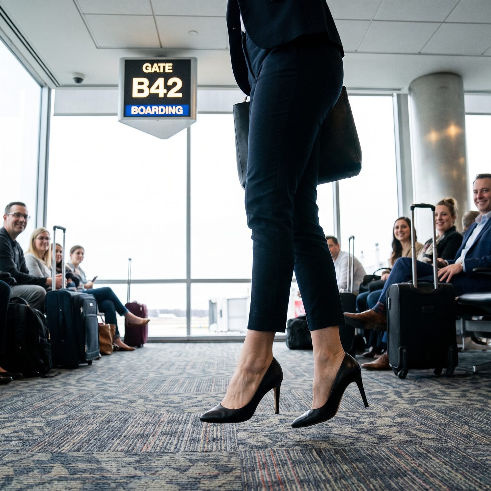 Doing Calf Raises While Waiting at the Gate