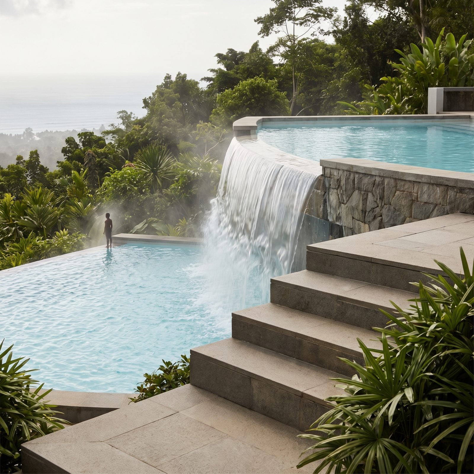 A Double Infinity Pool Cascading Across Two Levels