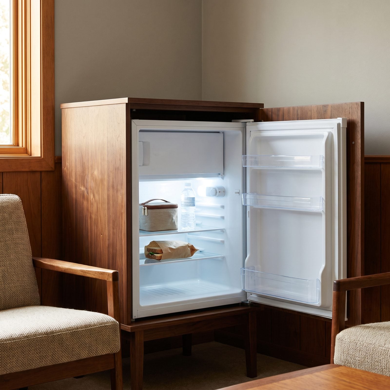 An Empty Minibar Fridge for Your Medication or Leftovers