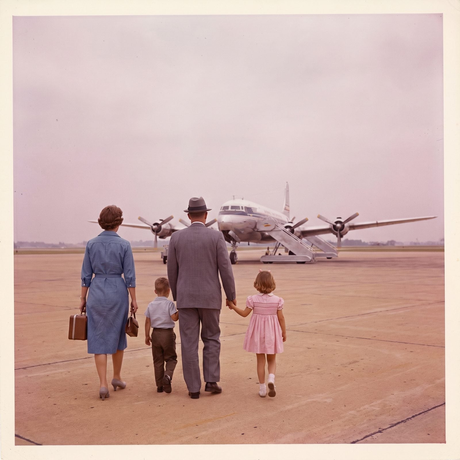 Families Walking Across the Tarmac to Board
