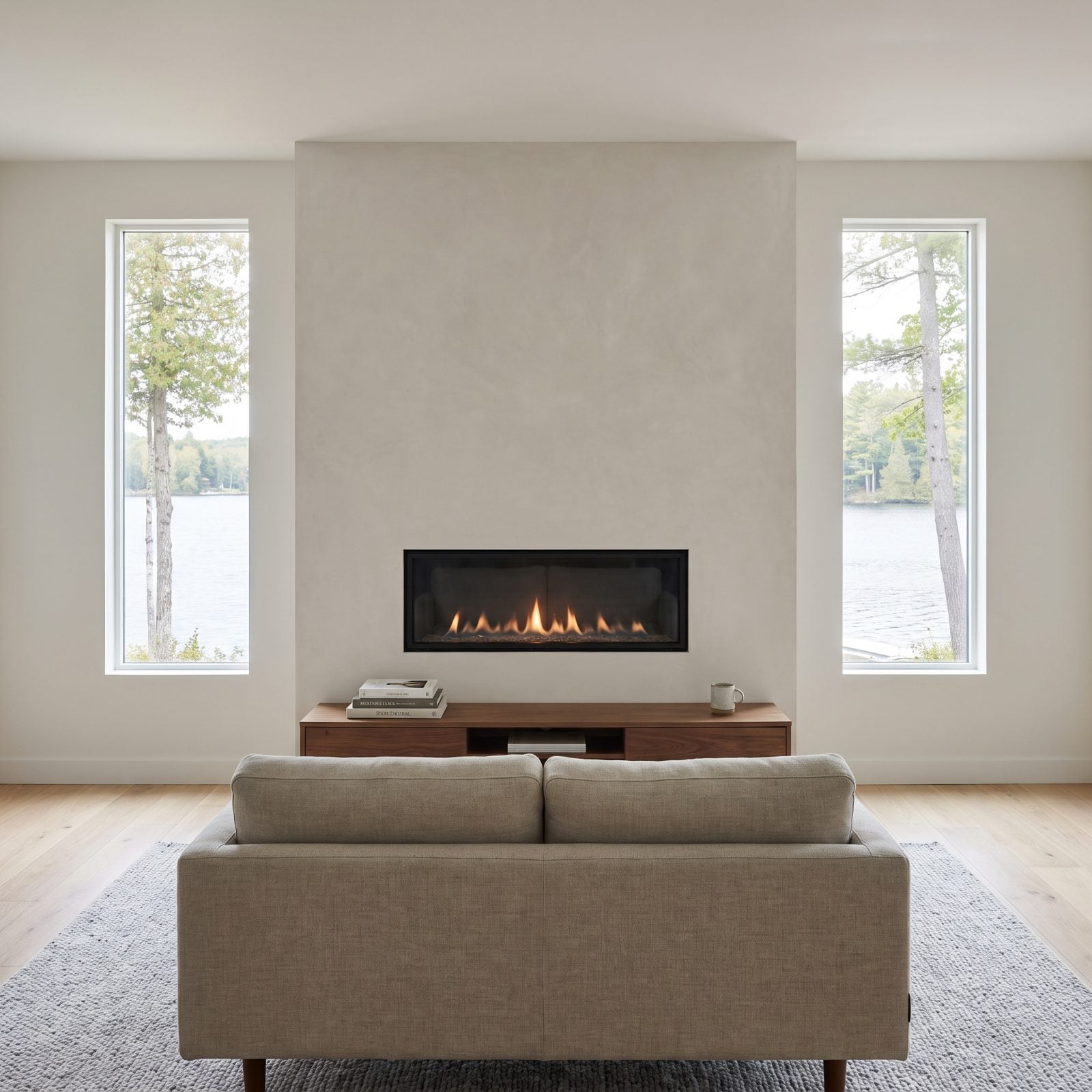 A Fireplace Built Flush Into the Wall Saves Floor Space