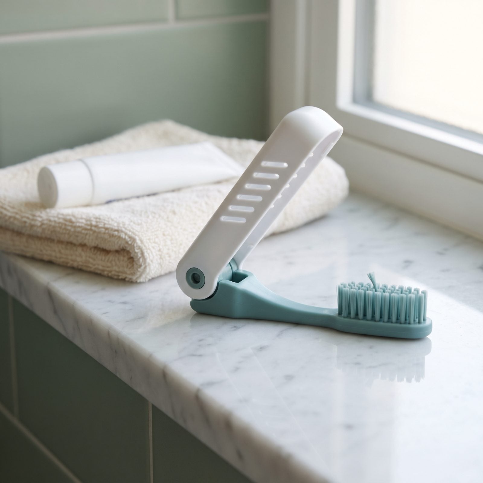 A Folding Toothbrush With a Ventilated Cover