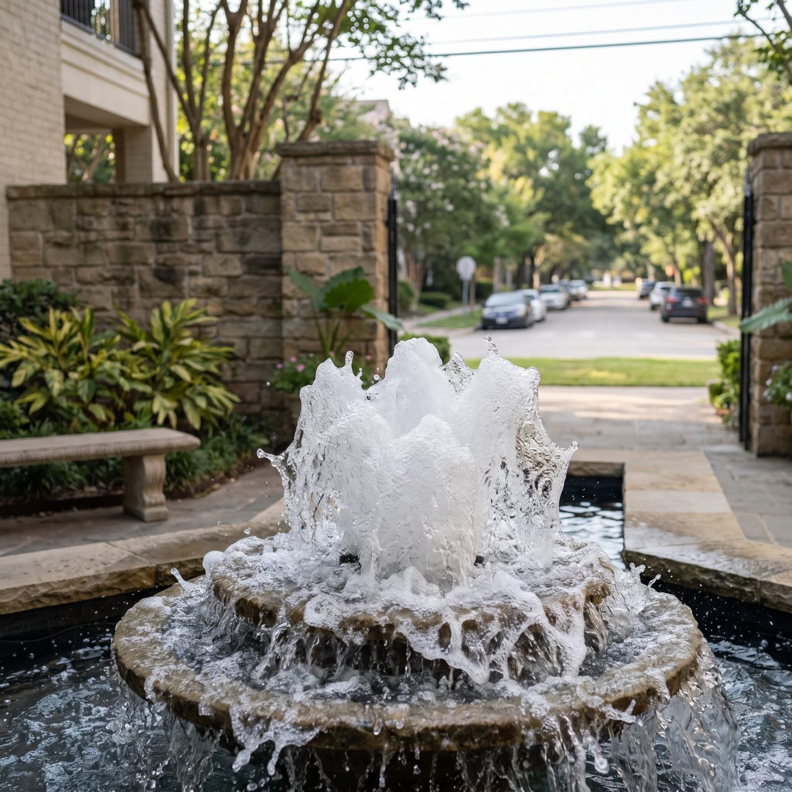 The Fountain That Quietly Eats the Traffic Noise