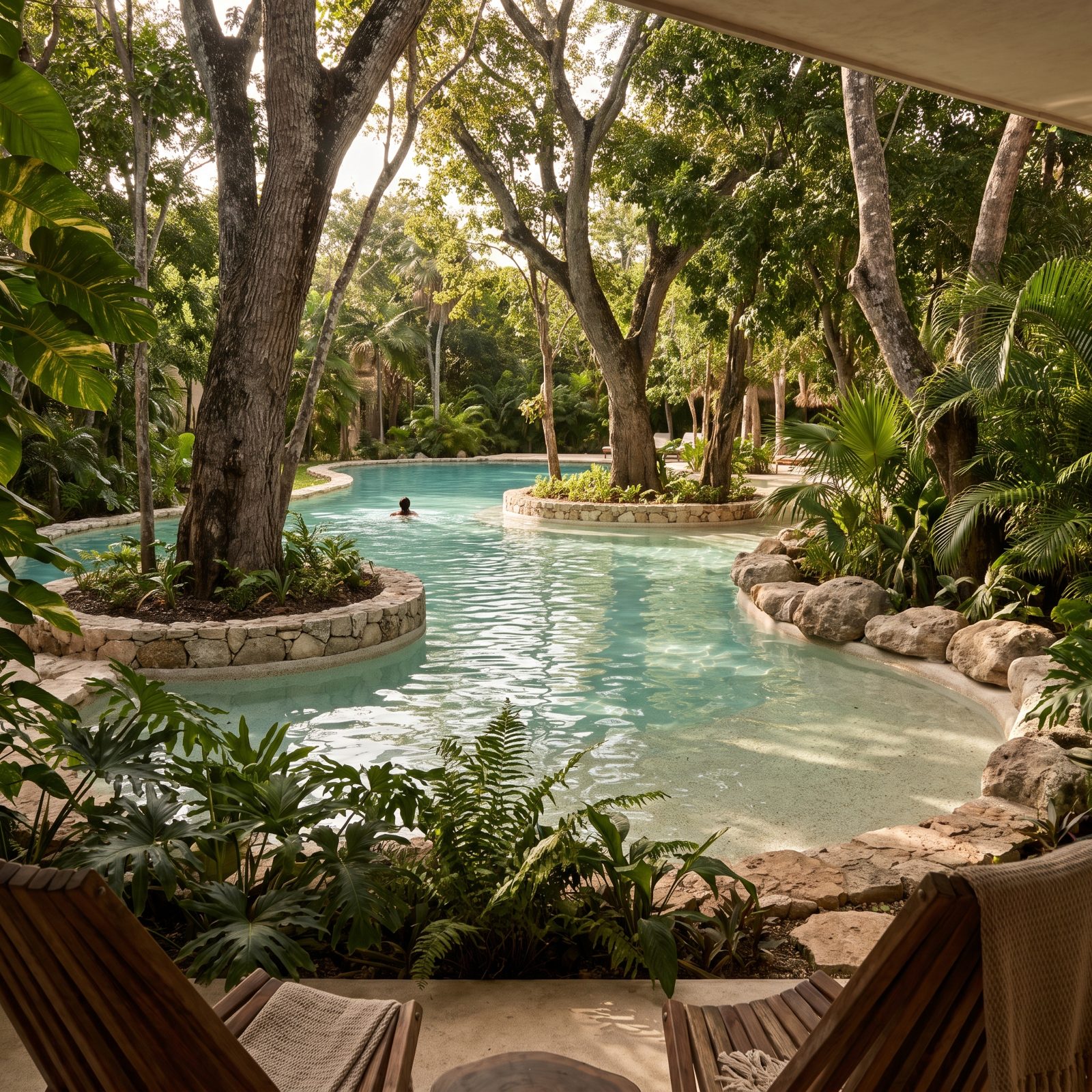 A Freeform Pool Shaped Around Existing Trees