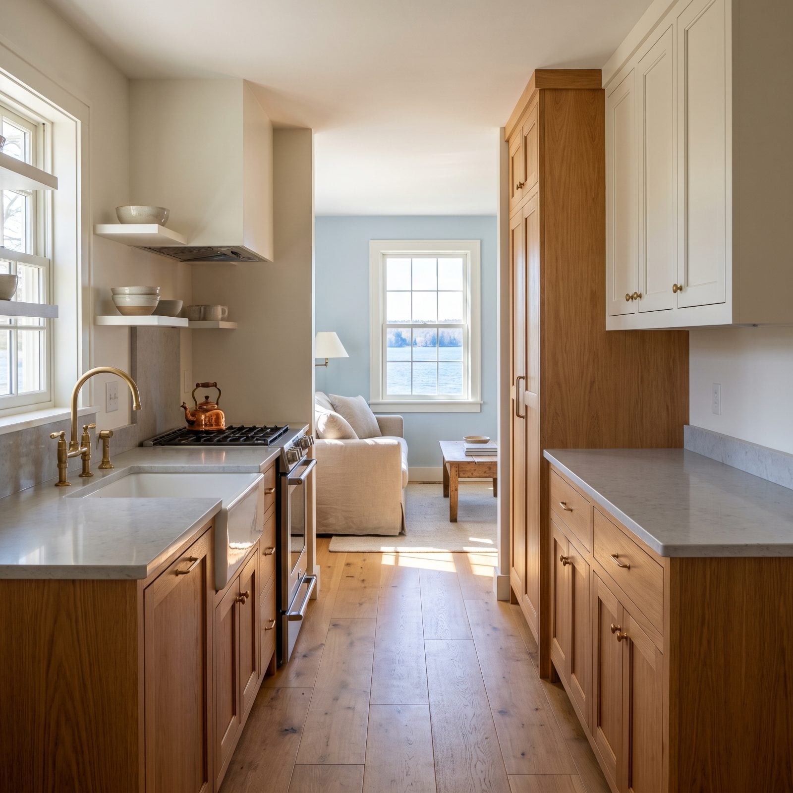 A Galley Kitchen Keeps the Living Area Open