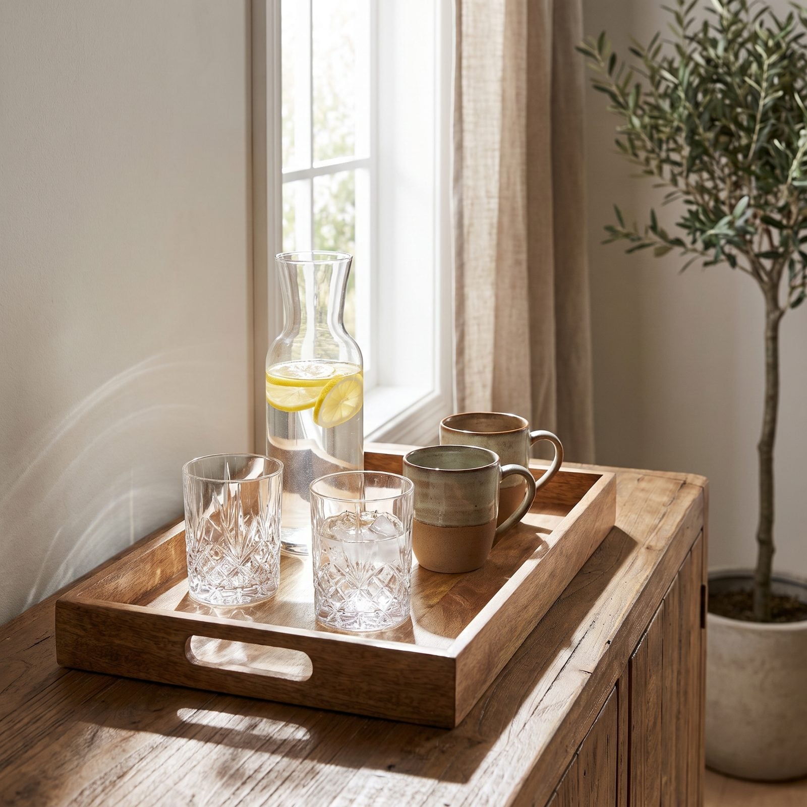 A Glass Carafe, Real Tumblers, and Ceramic Cups Instead of Plastic Everything