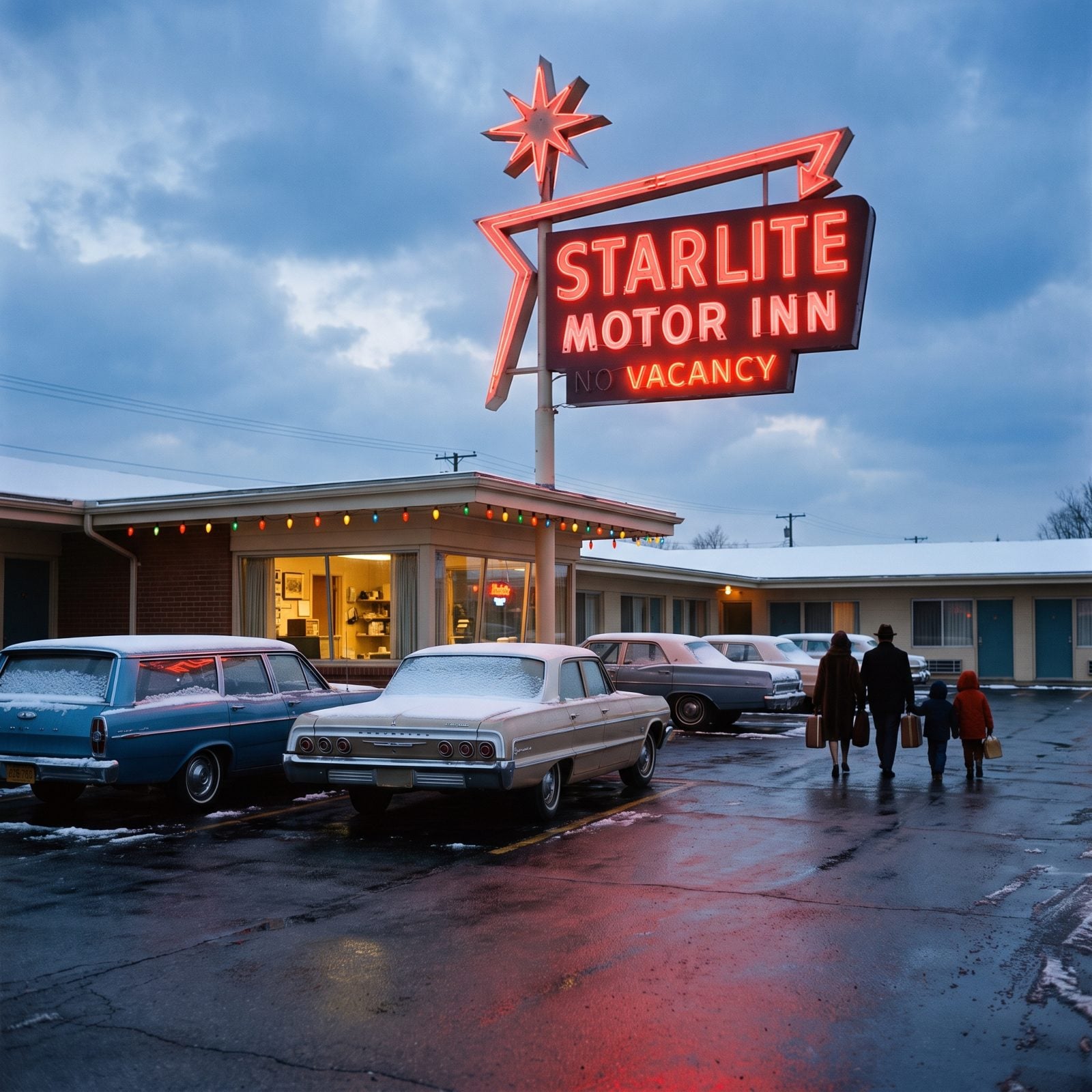 A Glowing VACANCY Sign Determined Where Families Slept