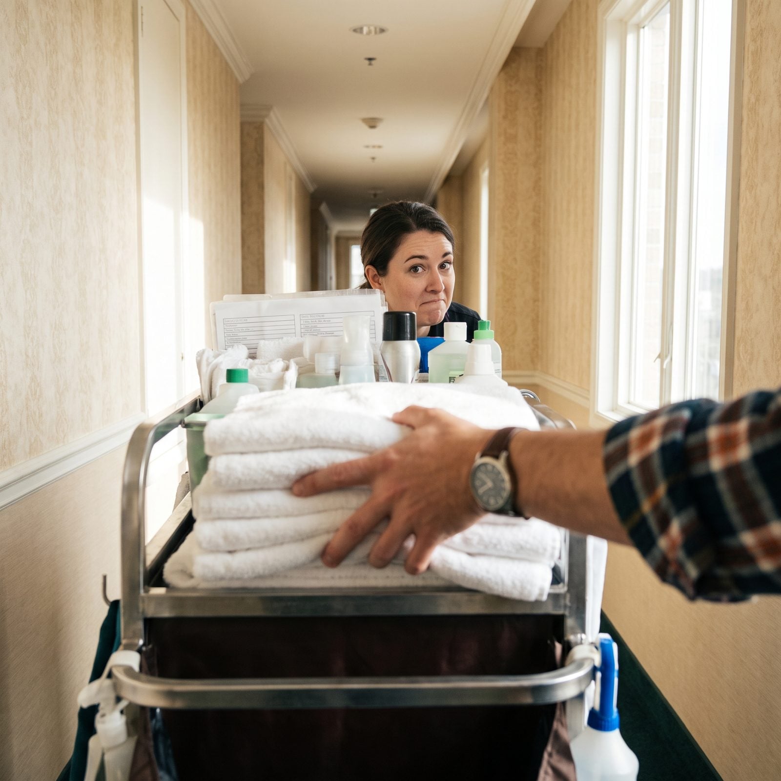 Helping Yourself to Linens and Toiletries From an Unattended Cart