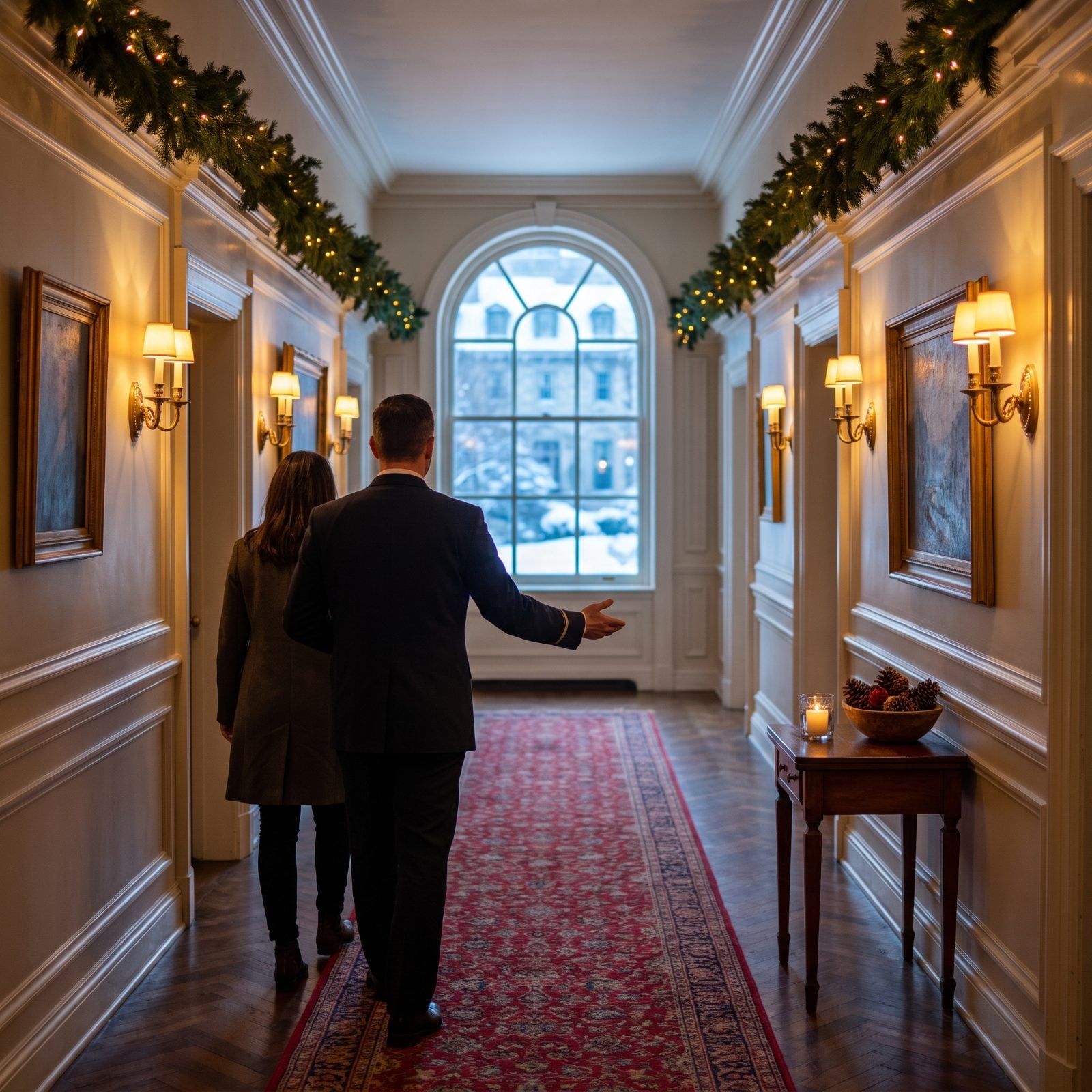 A Host Escorting Guests Instead of Pointing Down a Corridor