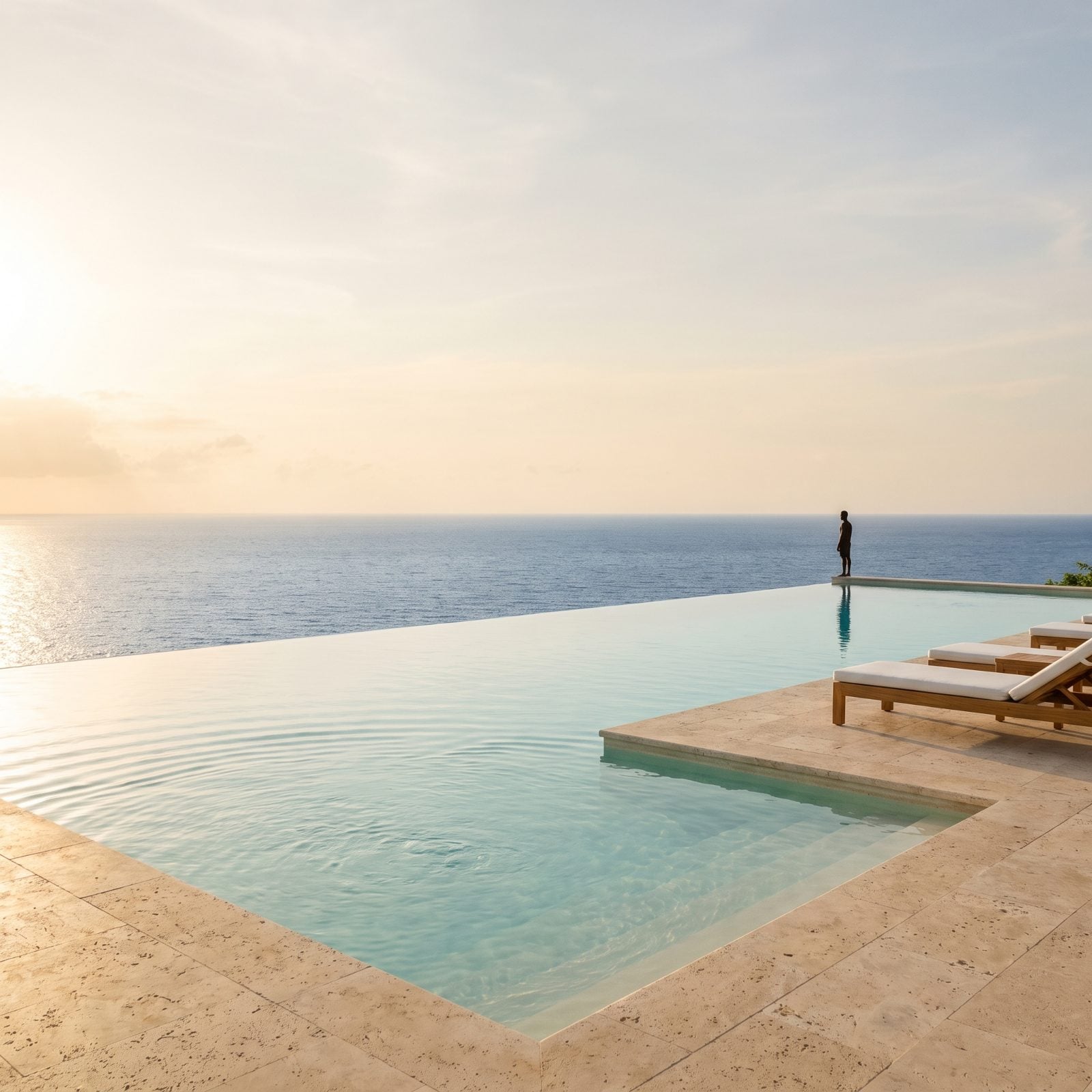 An Infinity Edge That Merges With the Ocean Horizon