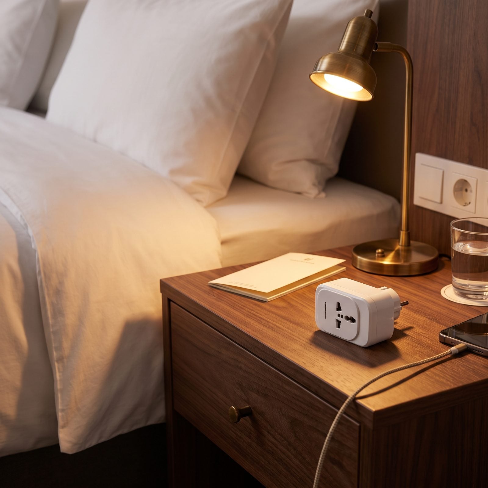 An International Plug Adapter the Front Desk Will Lend You