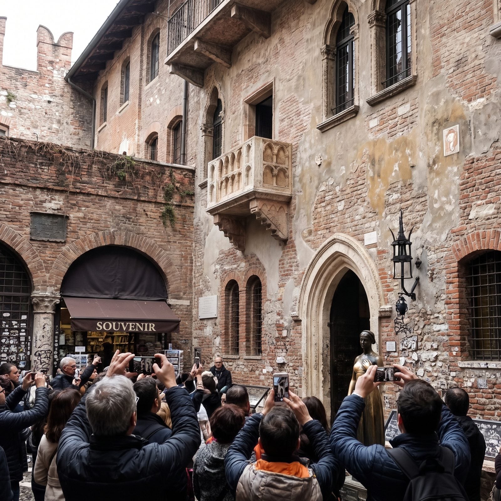 Juliet's Balcony Is a Later Addition to a Tourist Courtyard