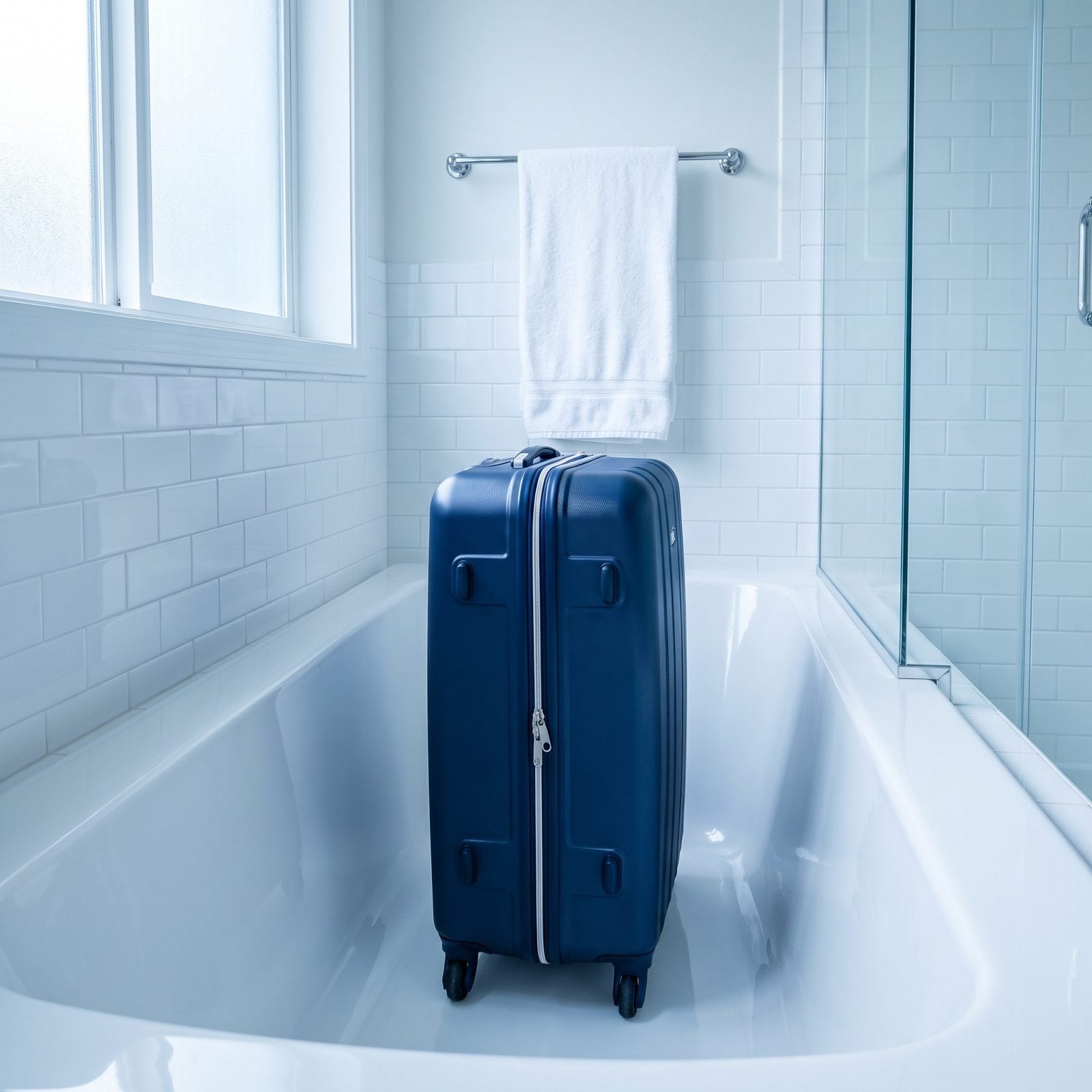 Keep the Suitcase in the Bathtub While Inspecting the Mattress Seams