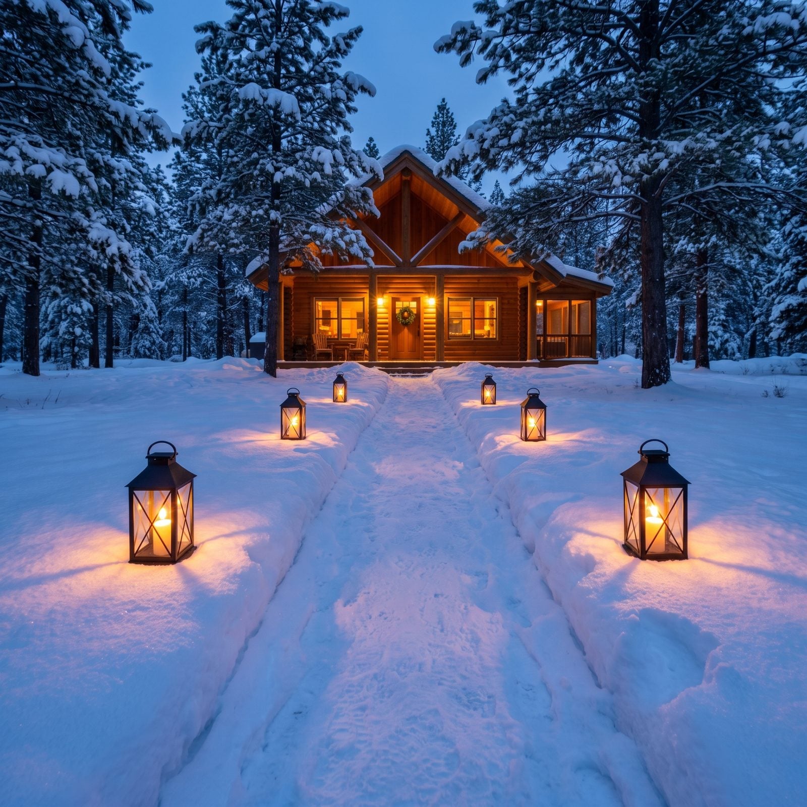 A Lantern-Lined Path Through the Snow