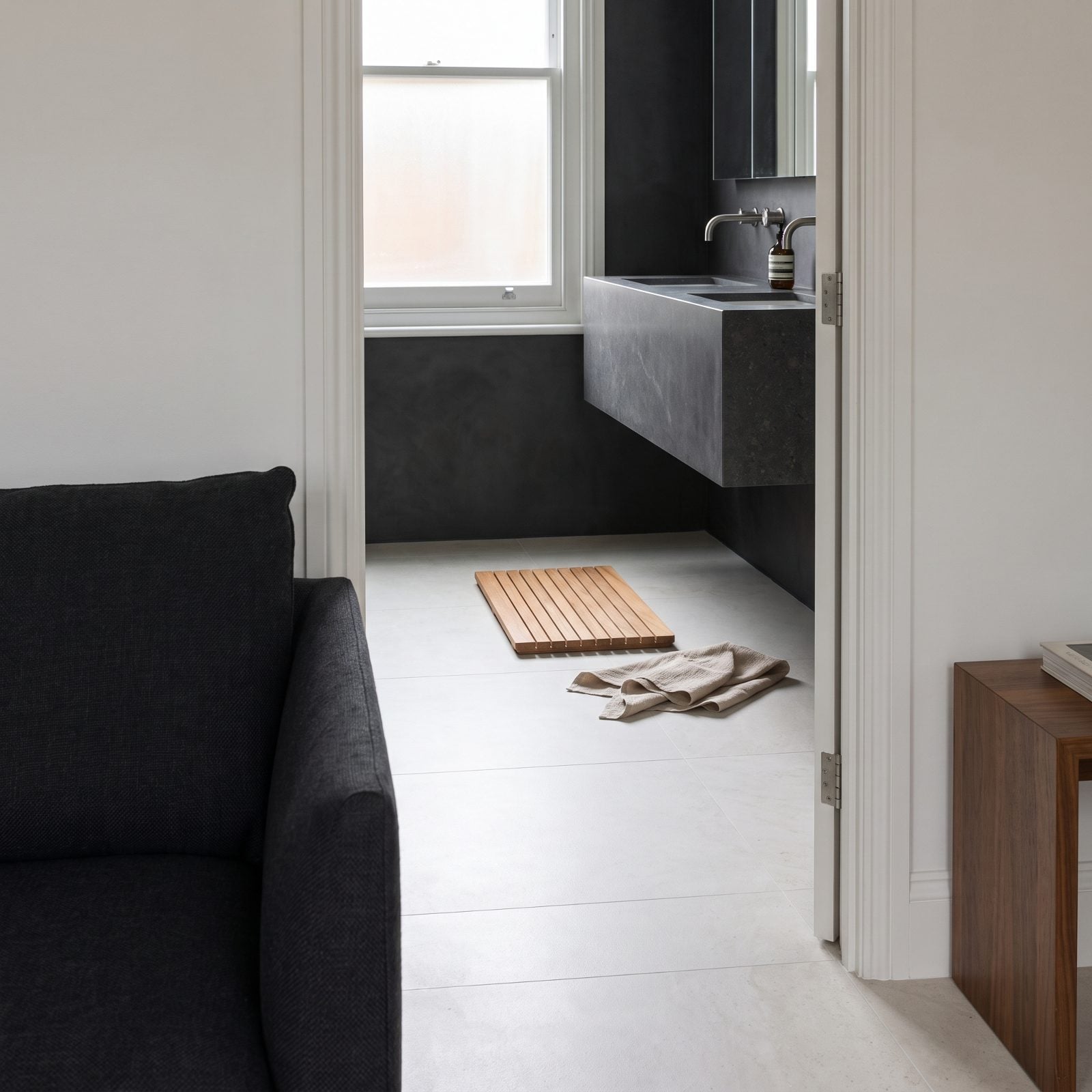 Large-Format Floor Tile Reduces Busy Grout Lines