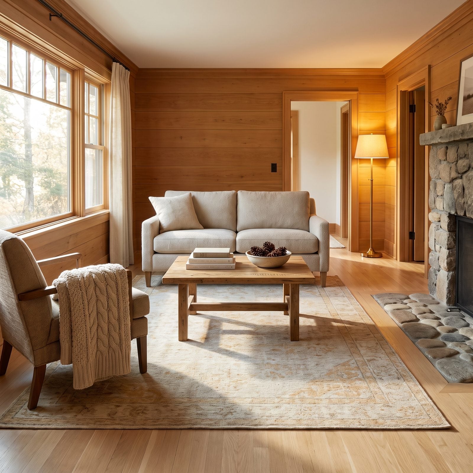 A Large Rug Unifies the Seating Area
