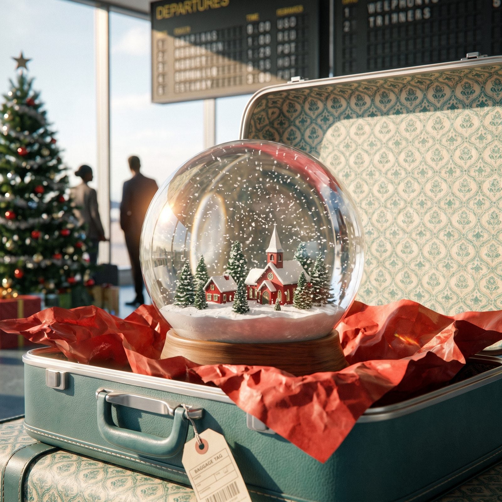 A Large Snow Globe With a Miniature Village Inside