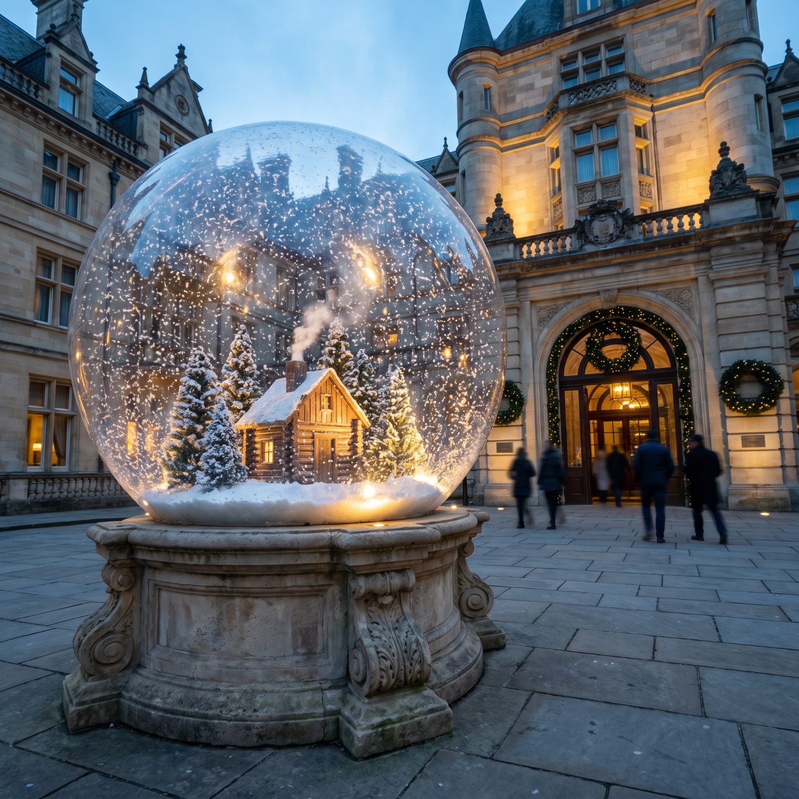 A Life-Size Snow Globe as an Arrival Installation