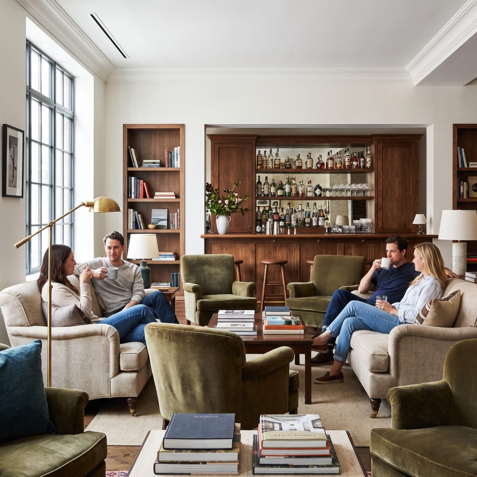 A Lobby Bar Built Like a Living Room Encourages Settling In