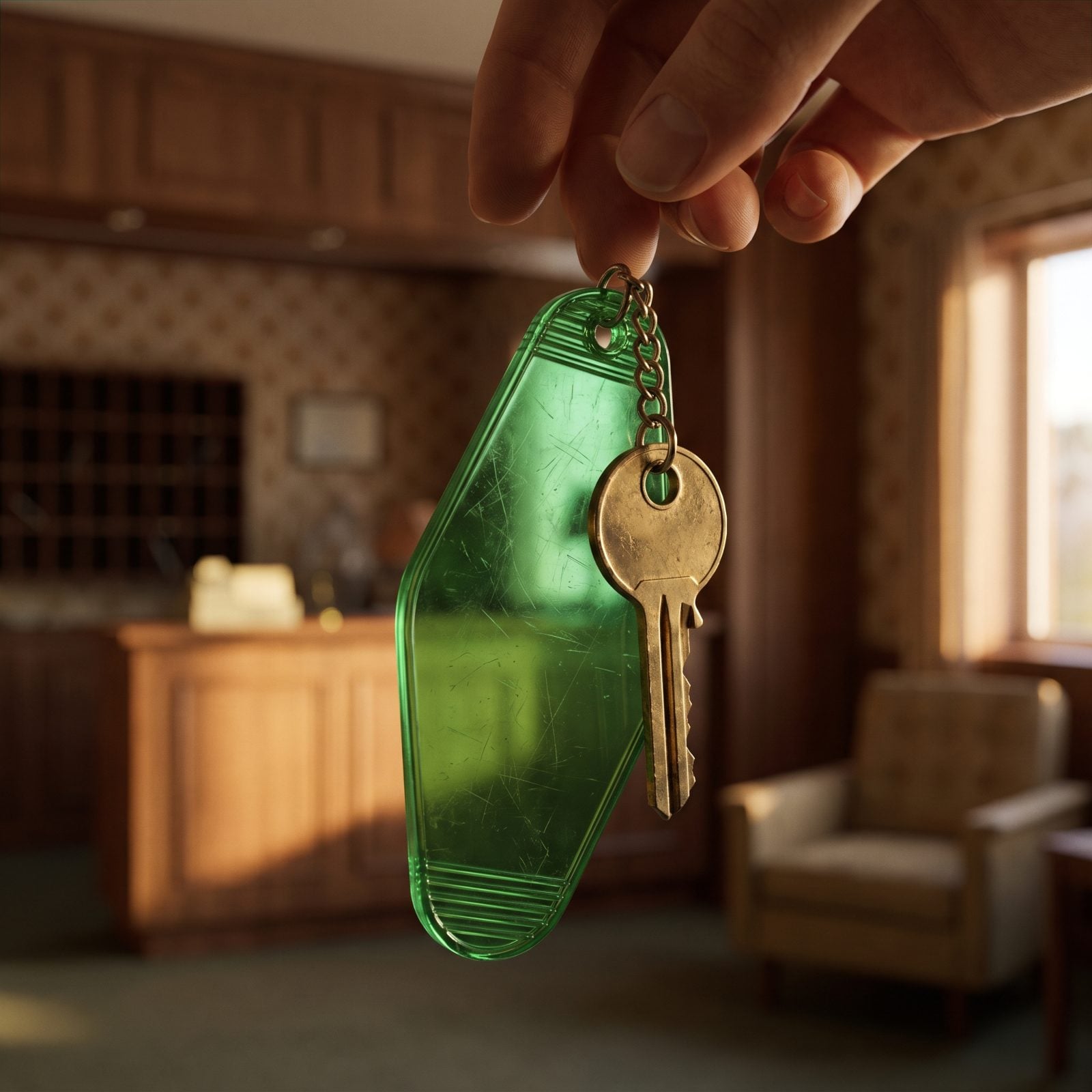 The Metal Room Key Chained to a Giant Plastic Fob