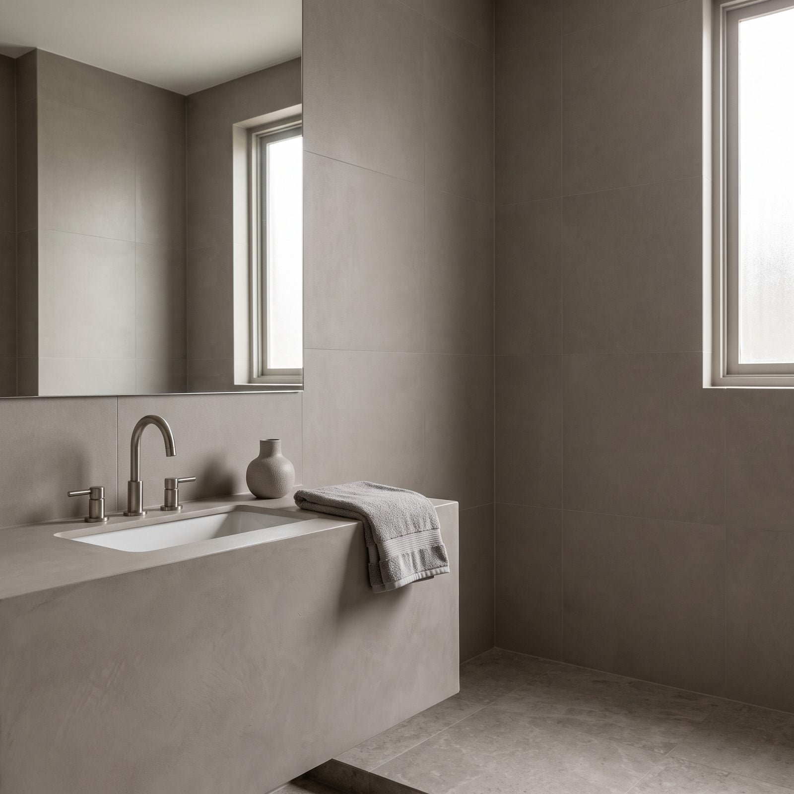 A Monochromatic Palette Blurs the Room's Edges
