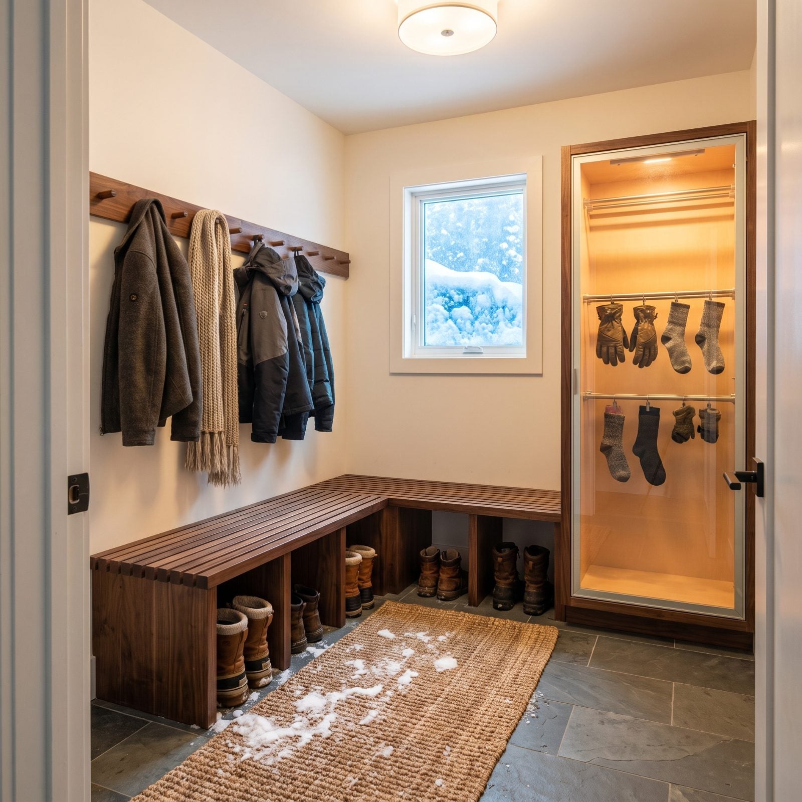 A Mudroom and Drying Closet That Keep Wet Gear Out of the Romance