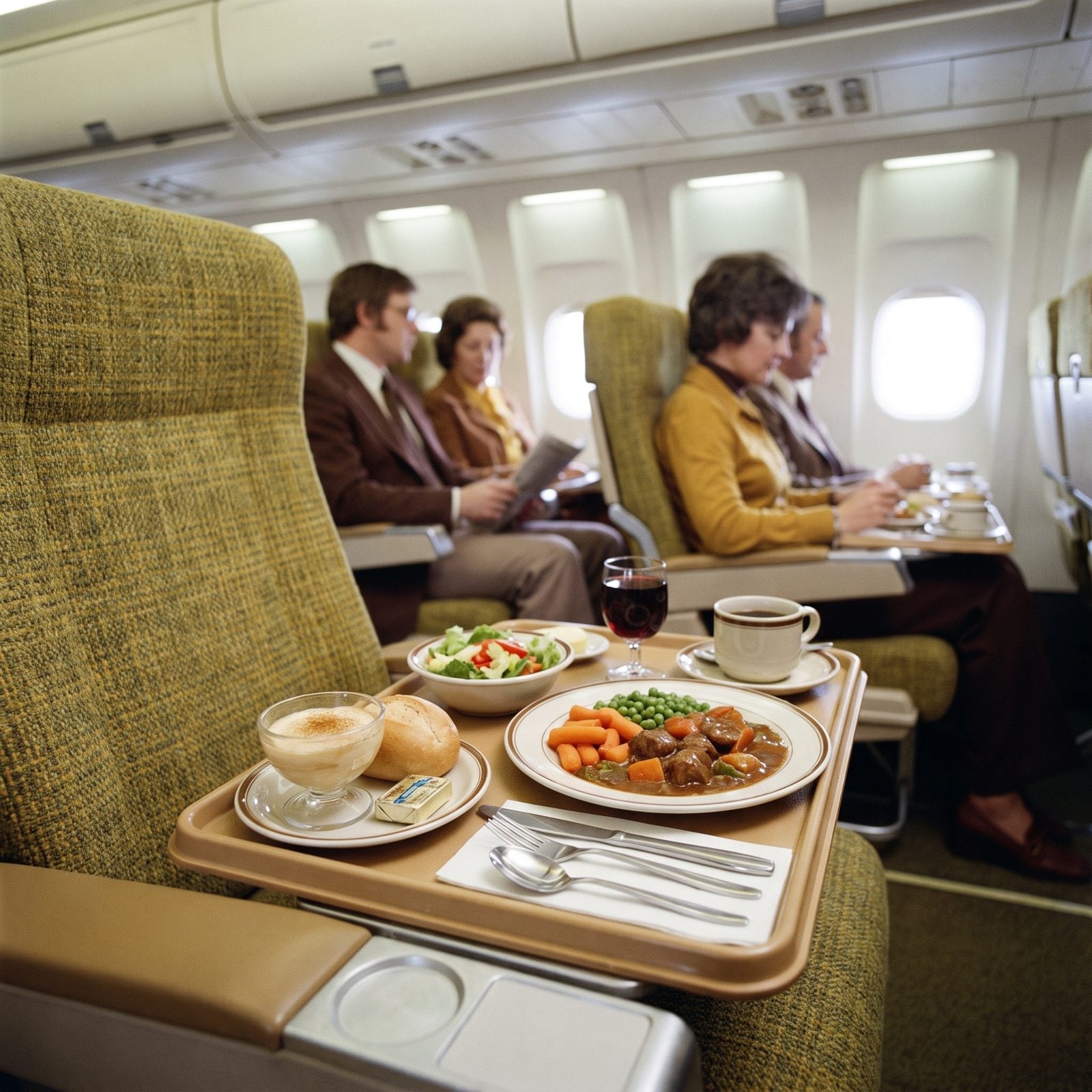 Multi-Course Coach Meals Served on China With Metal Cutlery
