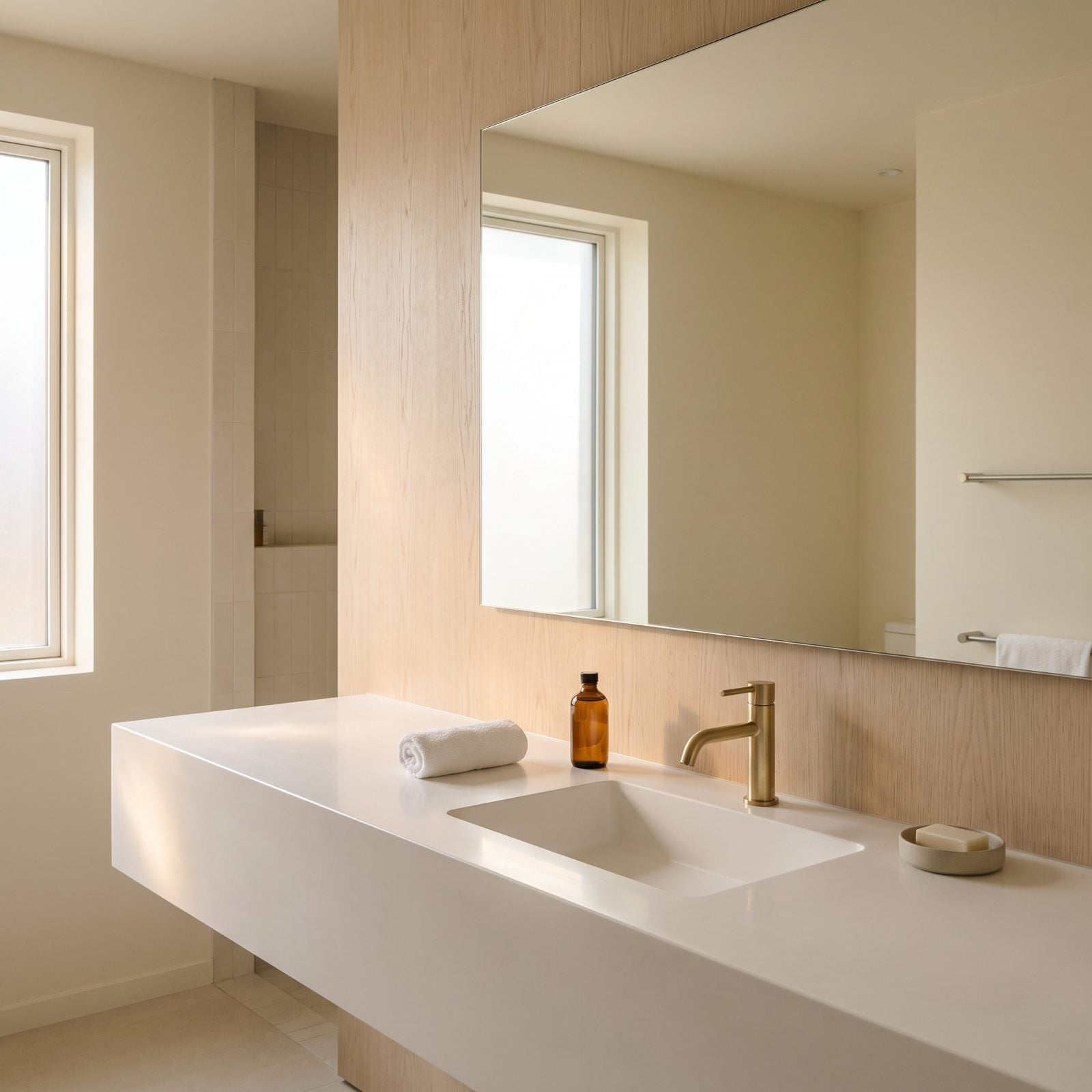 A Near-Bare Vanity Top Lets the Negative Space Do the Heavy Lifting