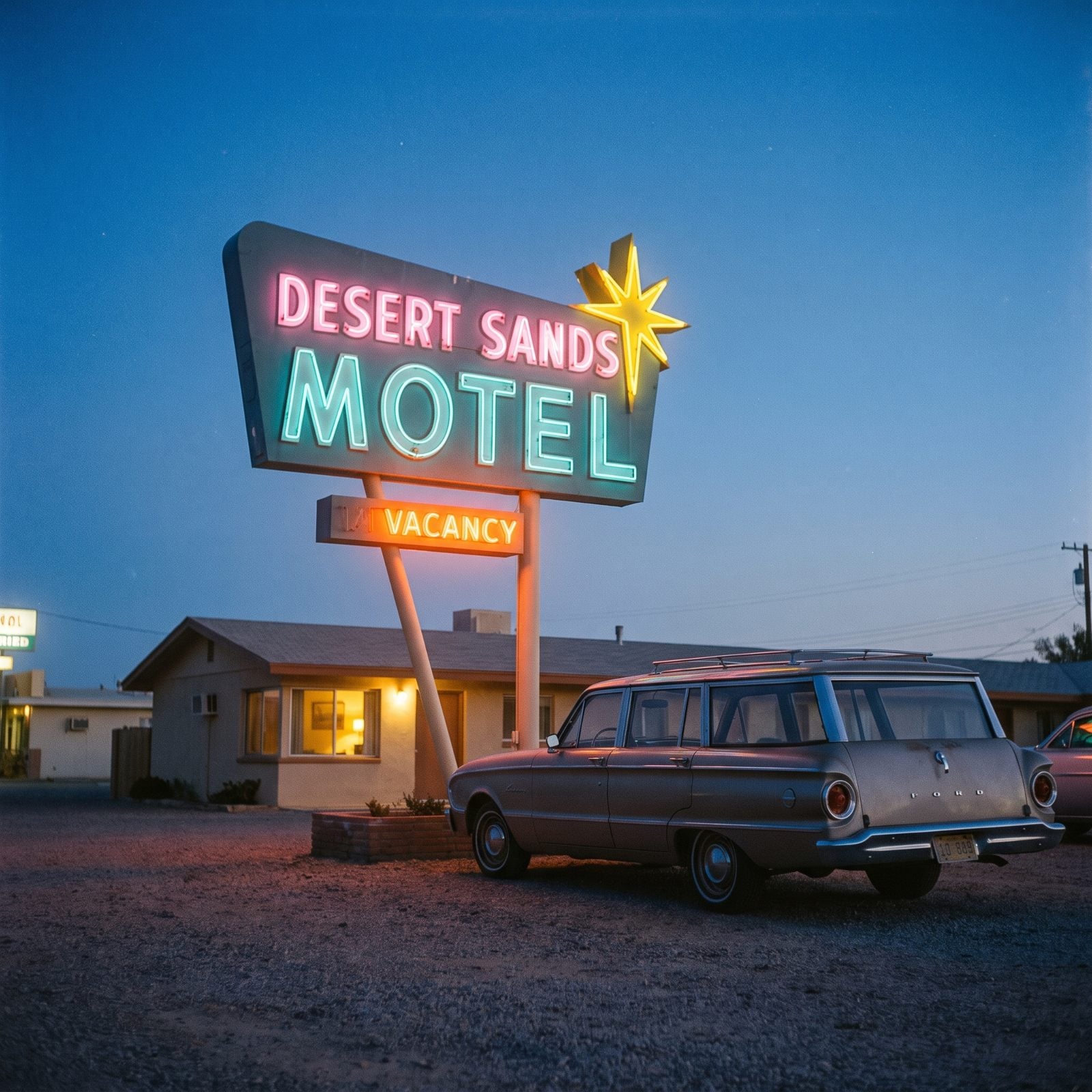 The Neon VACANCY Sign Glowing at Dusk