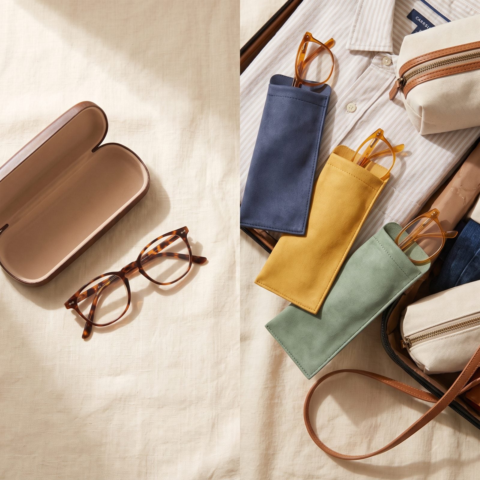 One Pair of Reading Glasses Becomes Three, Stashed in Separate Bags
