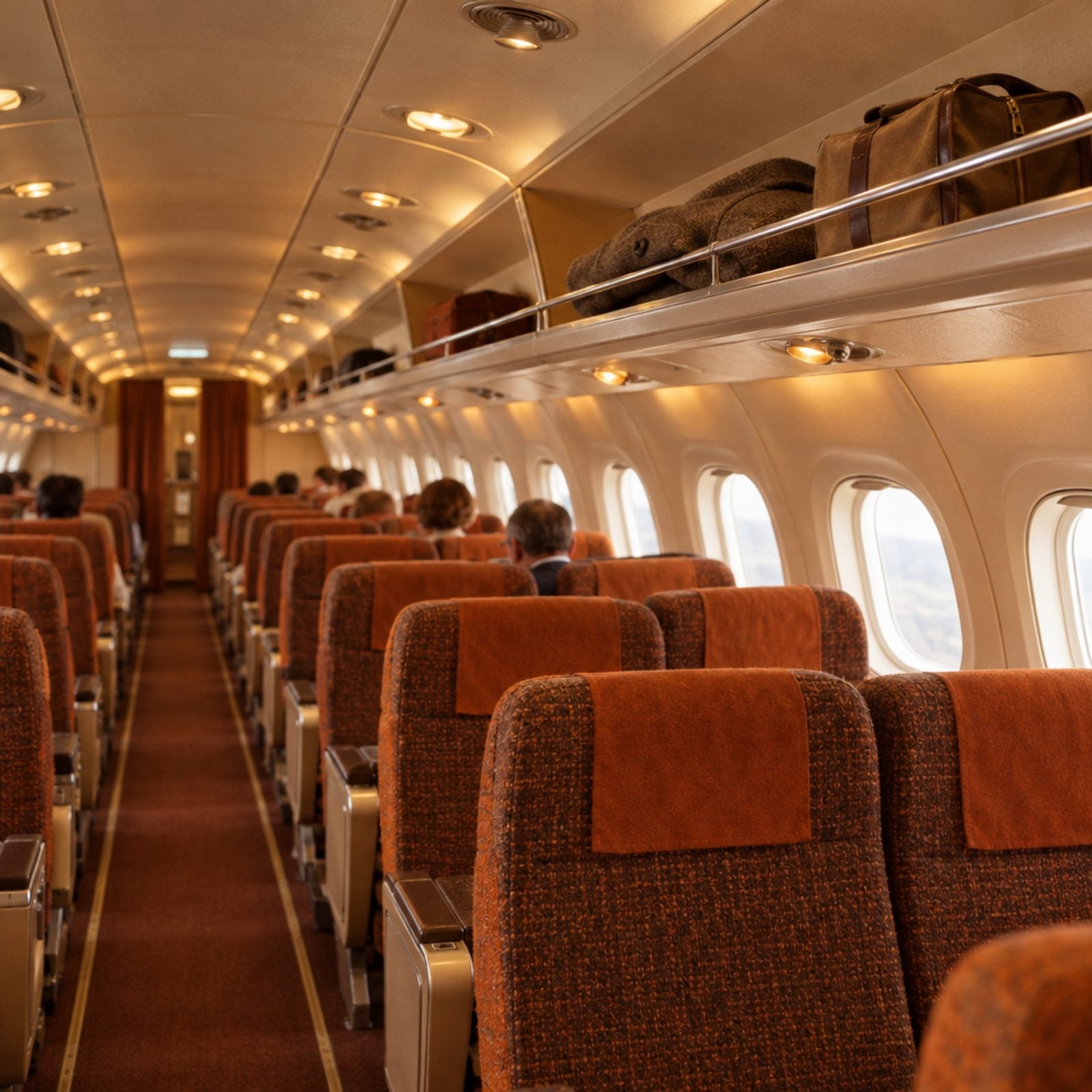 Open Overhead Hat Racks Instead of Enclosed Luggage Bins