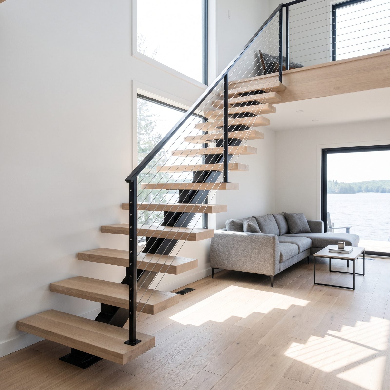 An Open-Riser Staircase That Lets Light Walk Right Through It