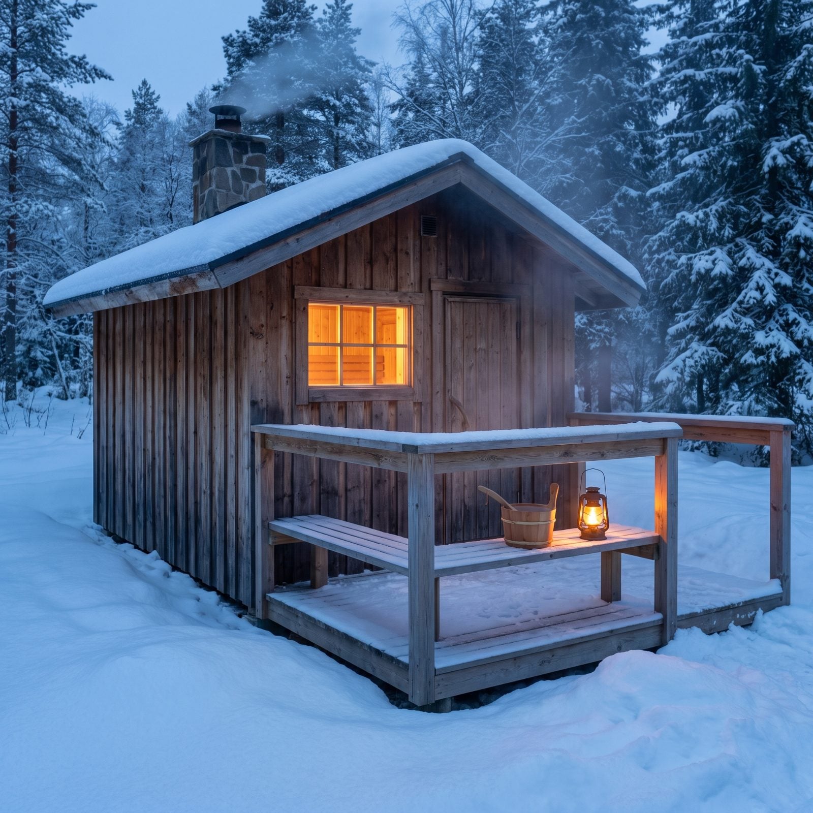An Outdoor Sauna With a Safe Snow-Cooldown Area