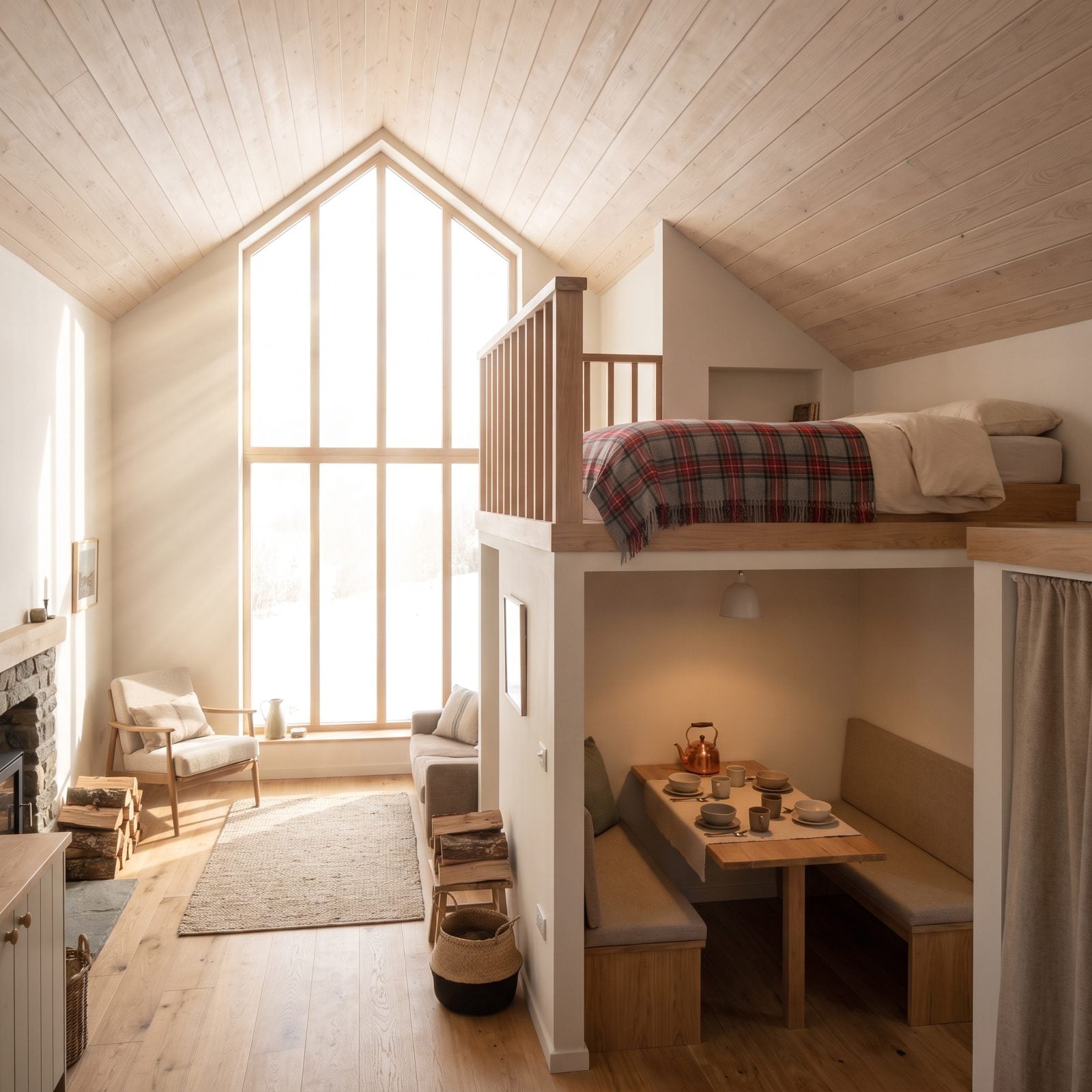 A Partial Loft That Adds a Bed Without Sealing the Room Below in Shadow