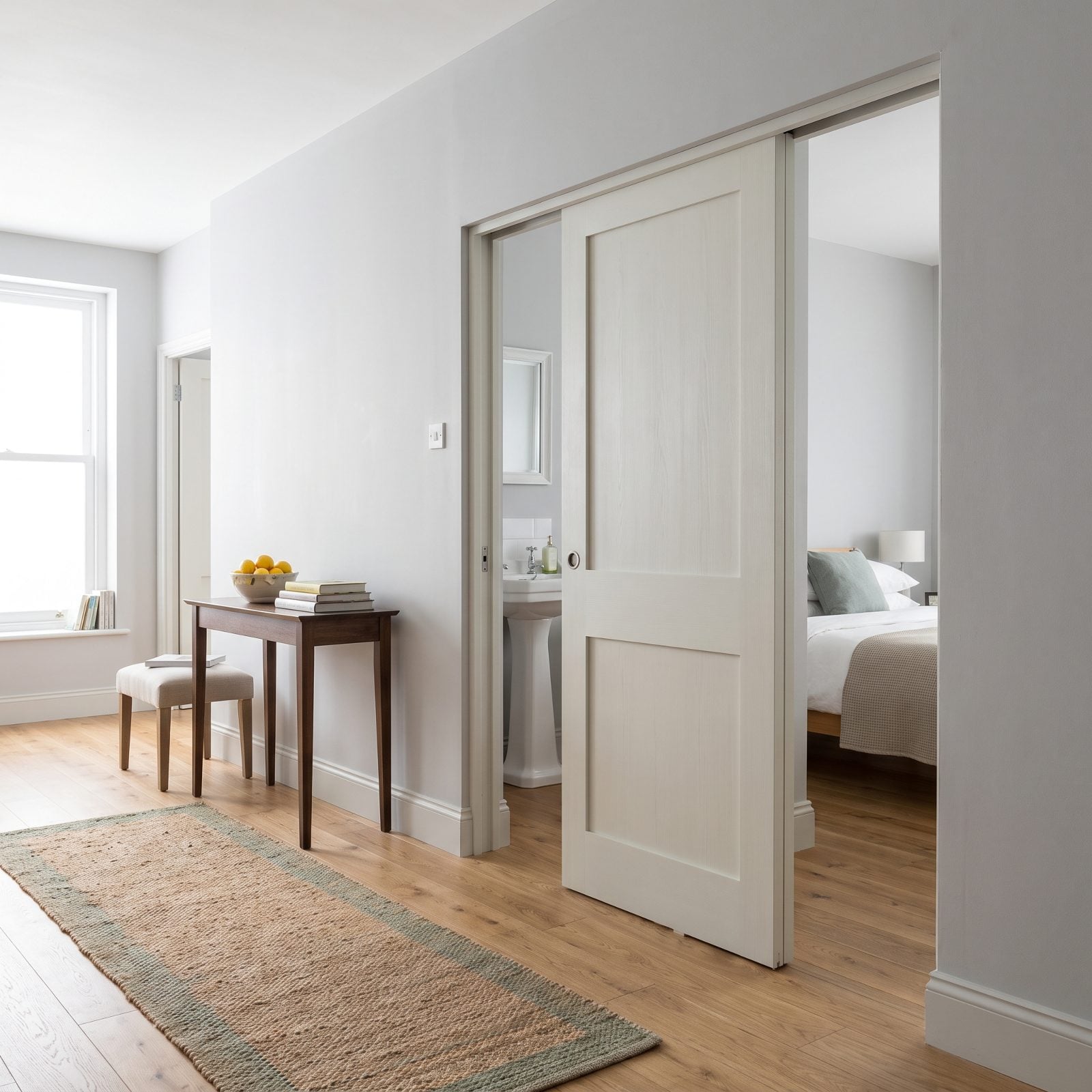A Pocket Door Eliminates Awkward Swing Space