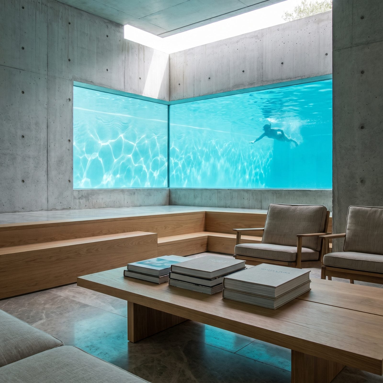 A Pool With a Window You Can Peer Into From the Lounge