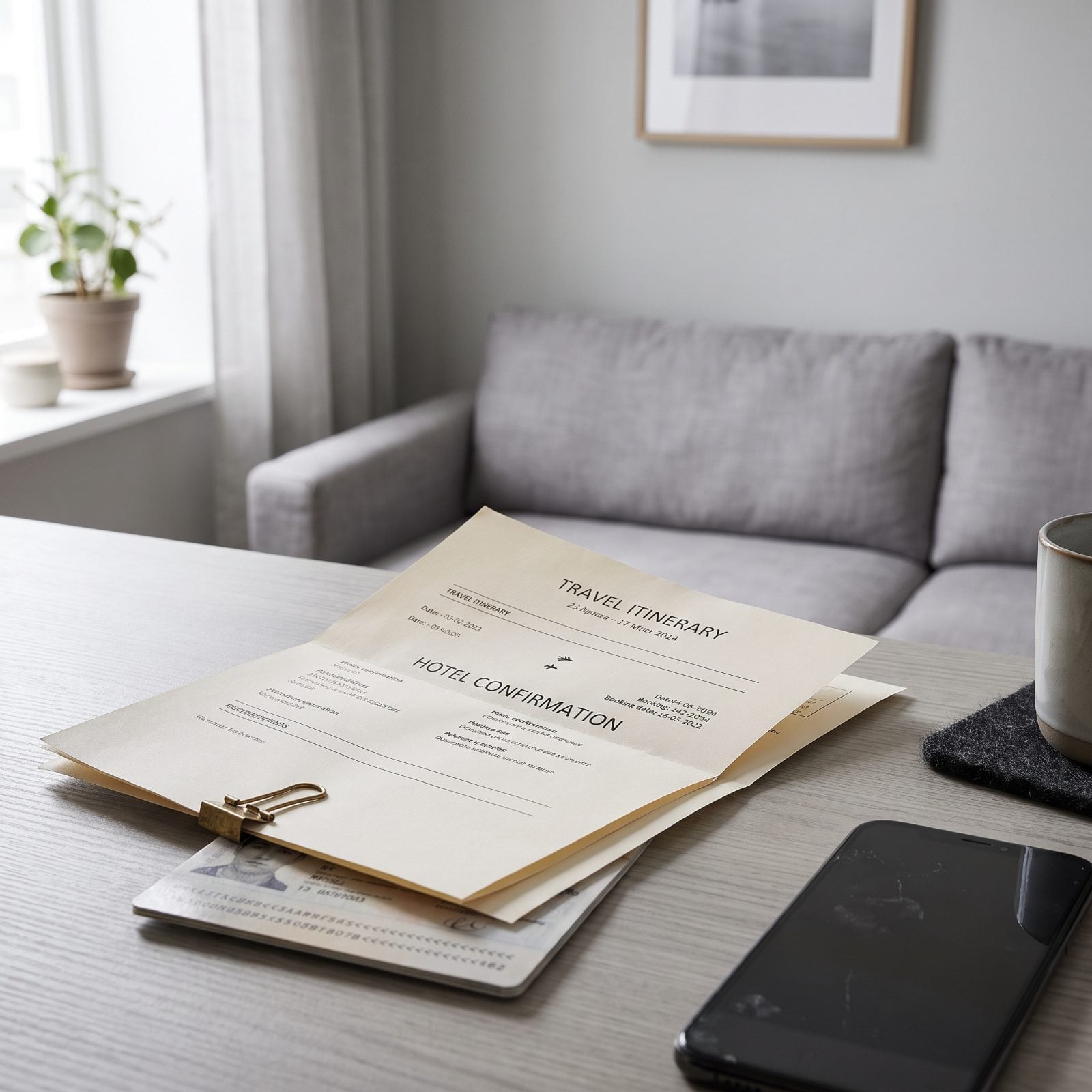 Printed Copies of the Itinerary and Essential Travel Documents