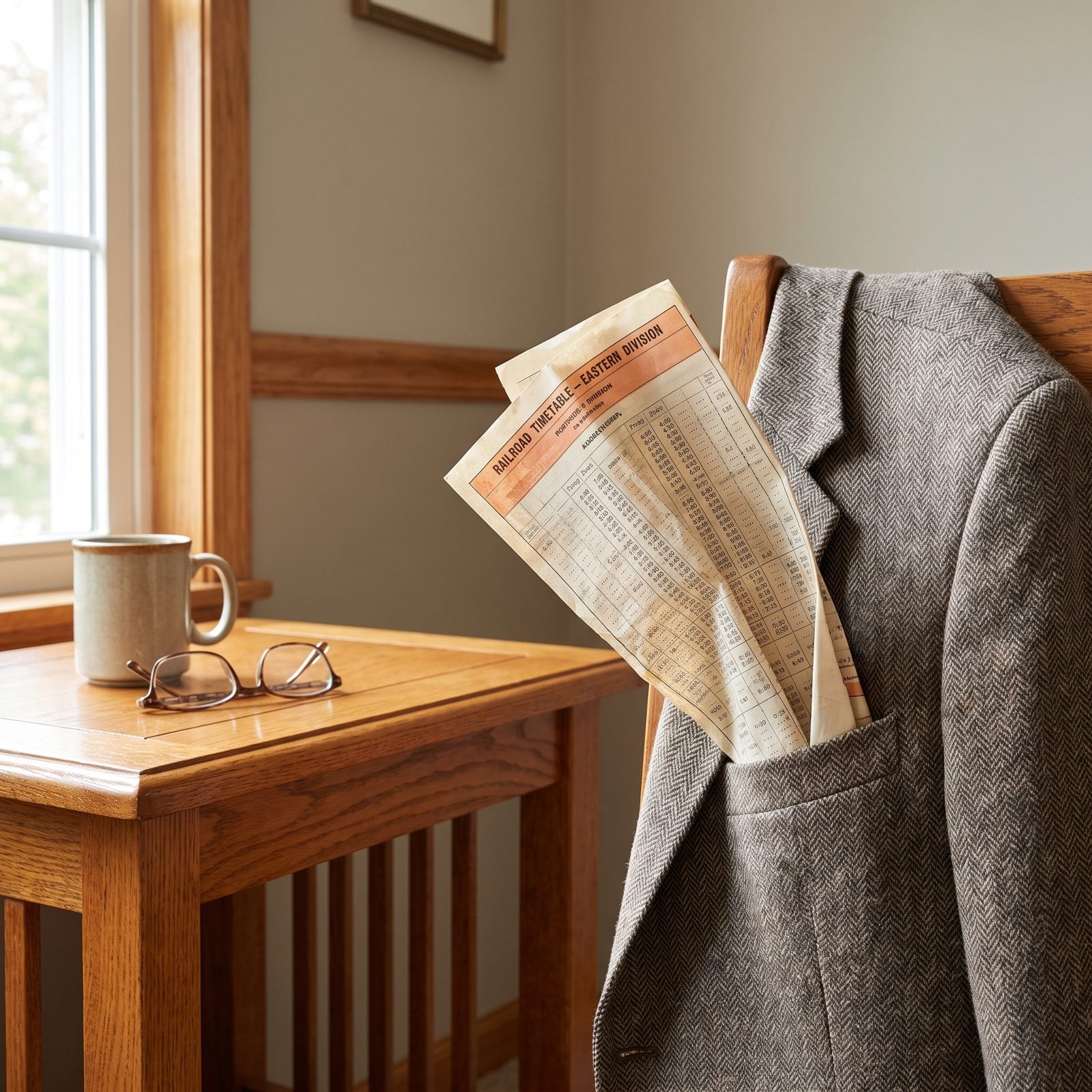 Printed Rail Timetables Folded Into Coat Pockets