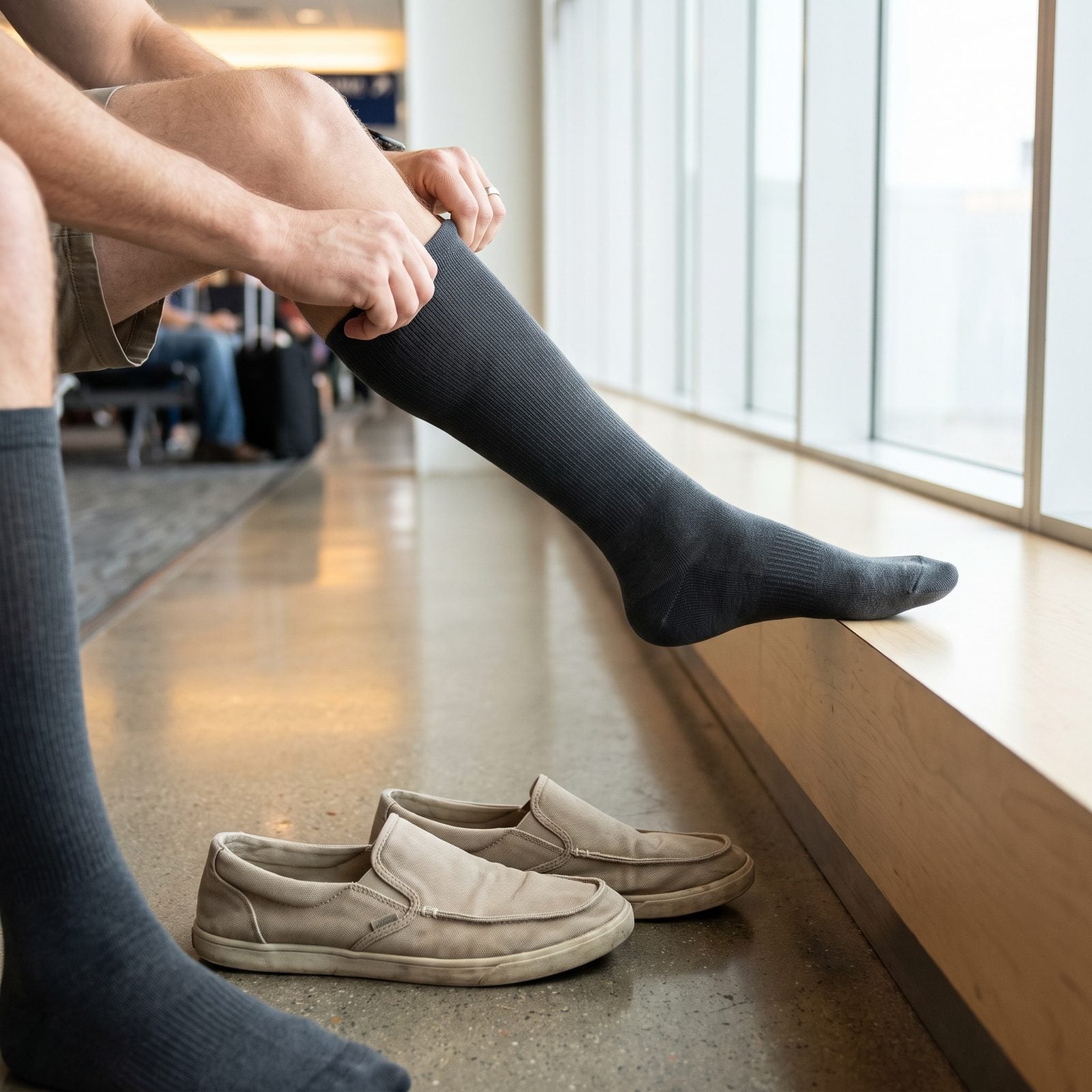 Pull On Compression Socks After the Checkpoint, Not Before