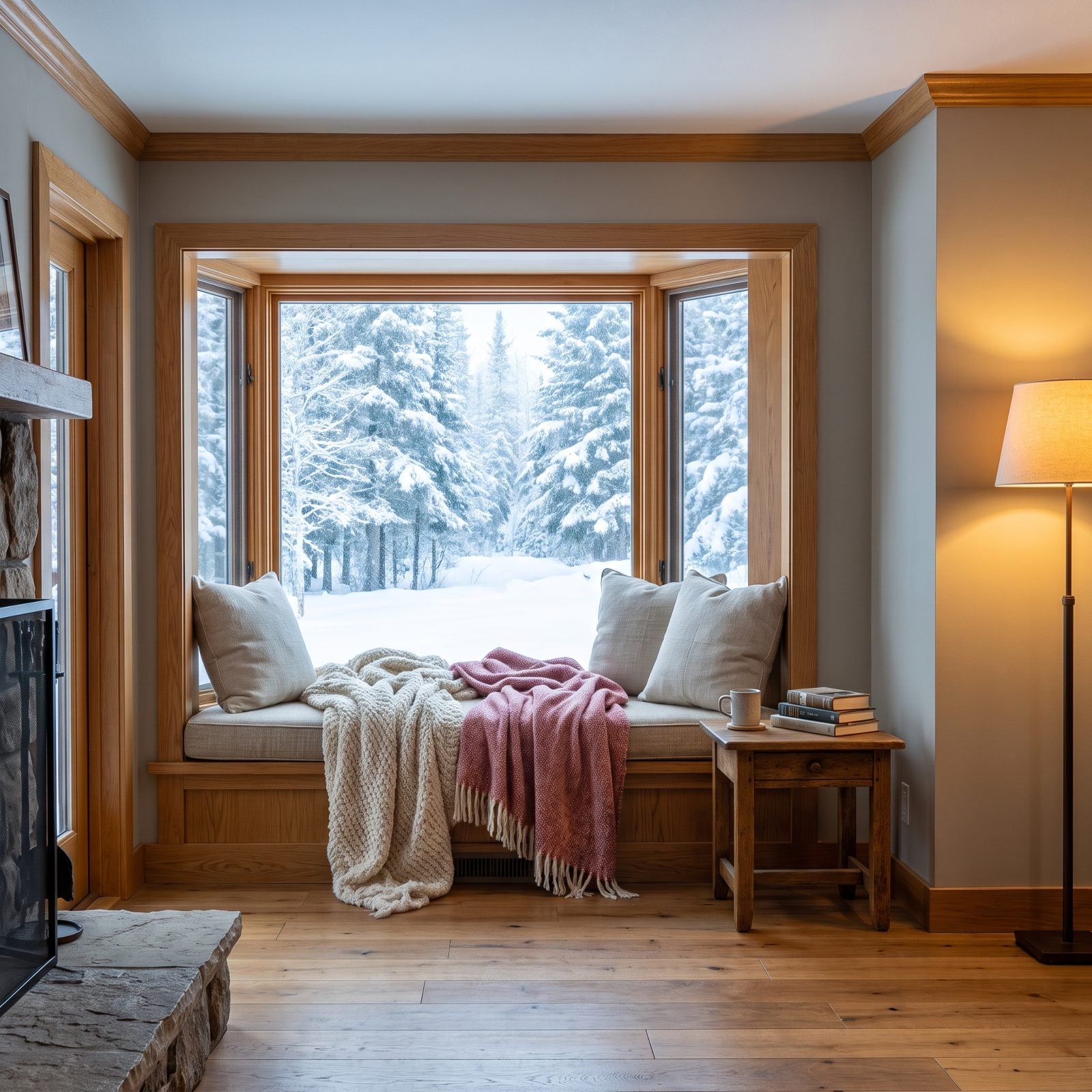 A Reading Nook Built Around the Winter View