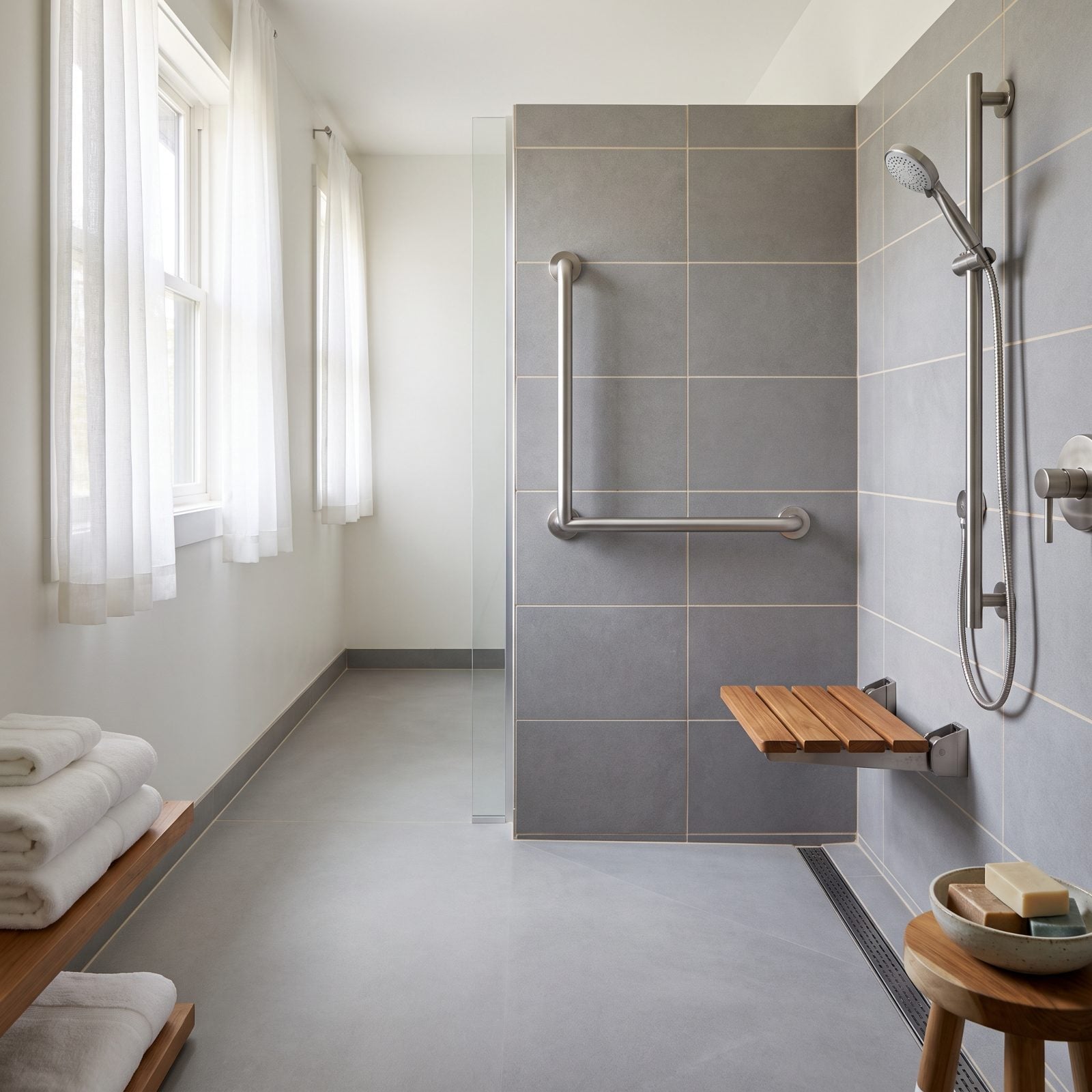 Request a Walk-In Shower With a Fixed Grab Bar