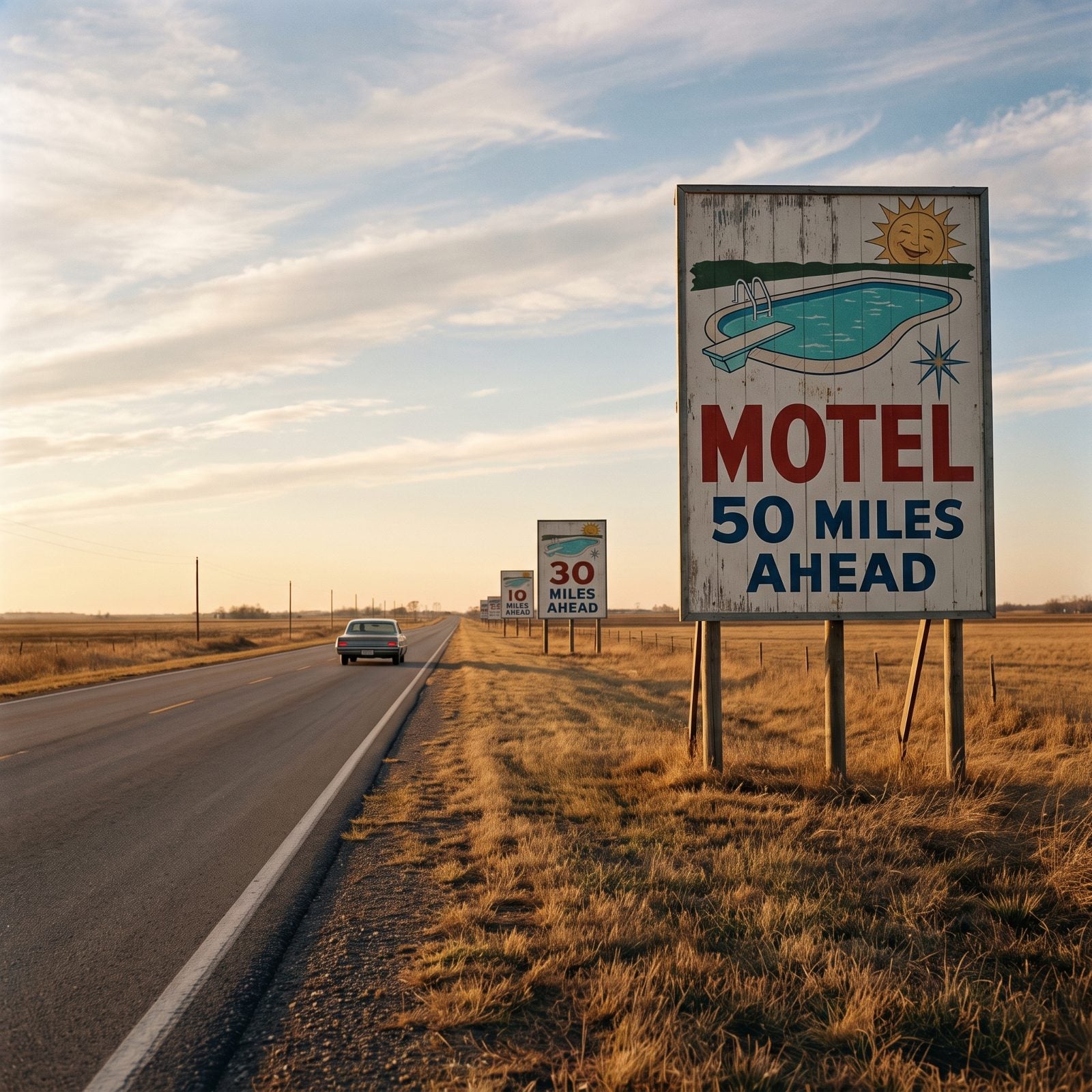 Roadside Billboards Advertised Motels Miles in Advance