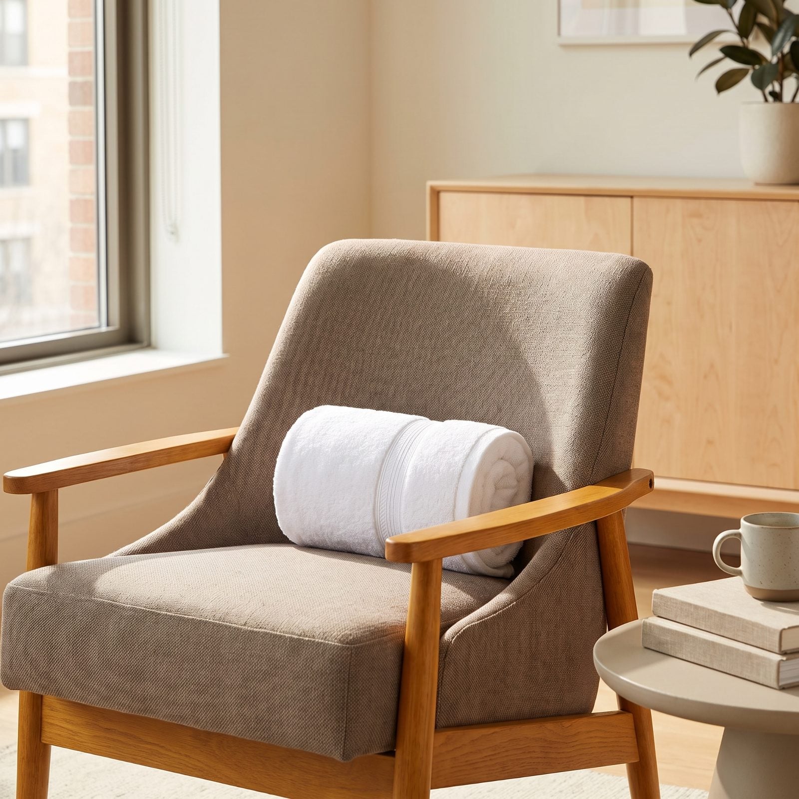 Roll a Hand Towel Behind Your Lower Back