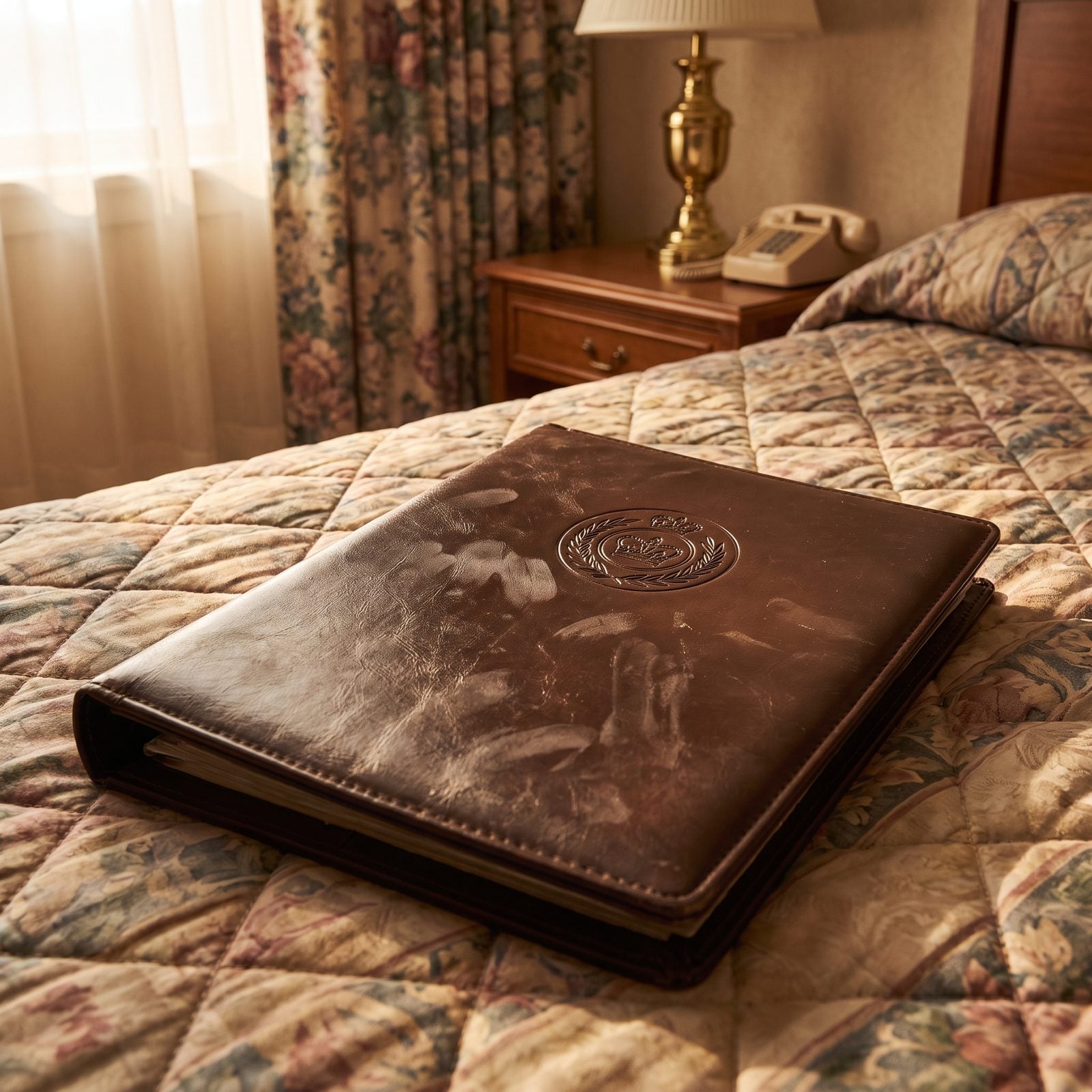 The Room-Service Menu Slid Into a Sticky Vinyl Folder