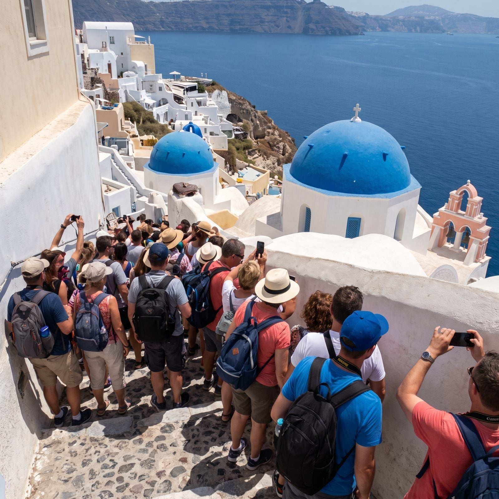 Santorini's Blue Domes Occupy Only a Few Specific Viewpoints